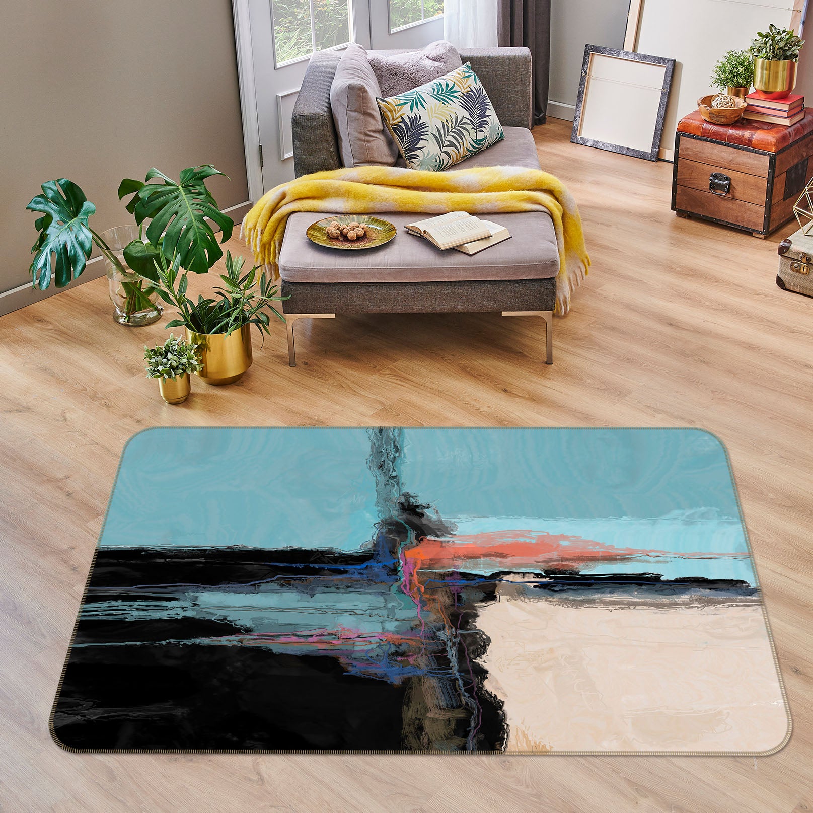 3D Color Ink Pattern 84001 Michael Tienhaara Rug Non Slip Rug Mat