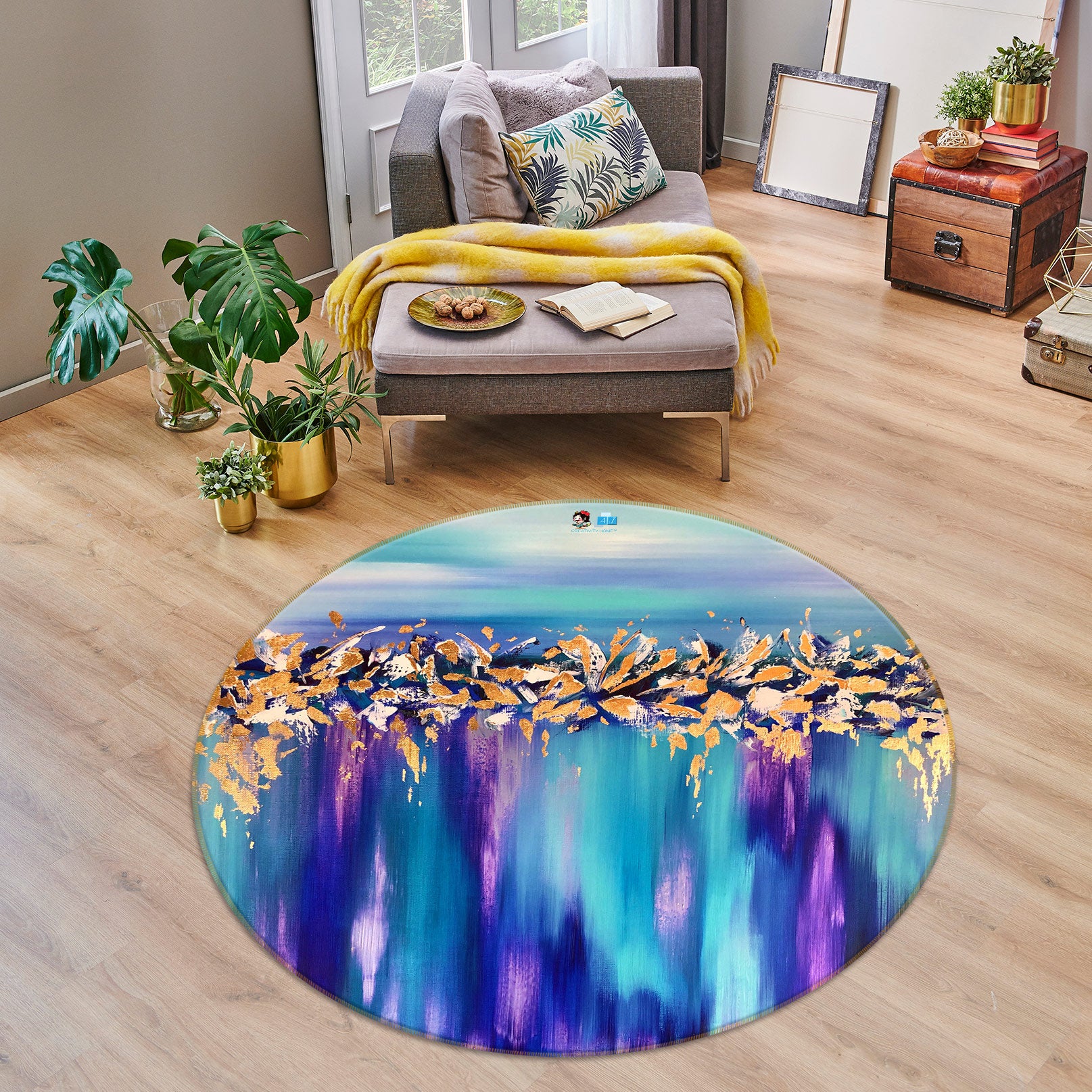 3D Petal Texture 792 Skromova Marina Rug Round Non Slip Rug Mat