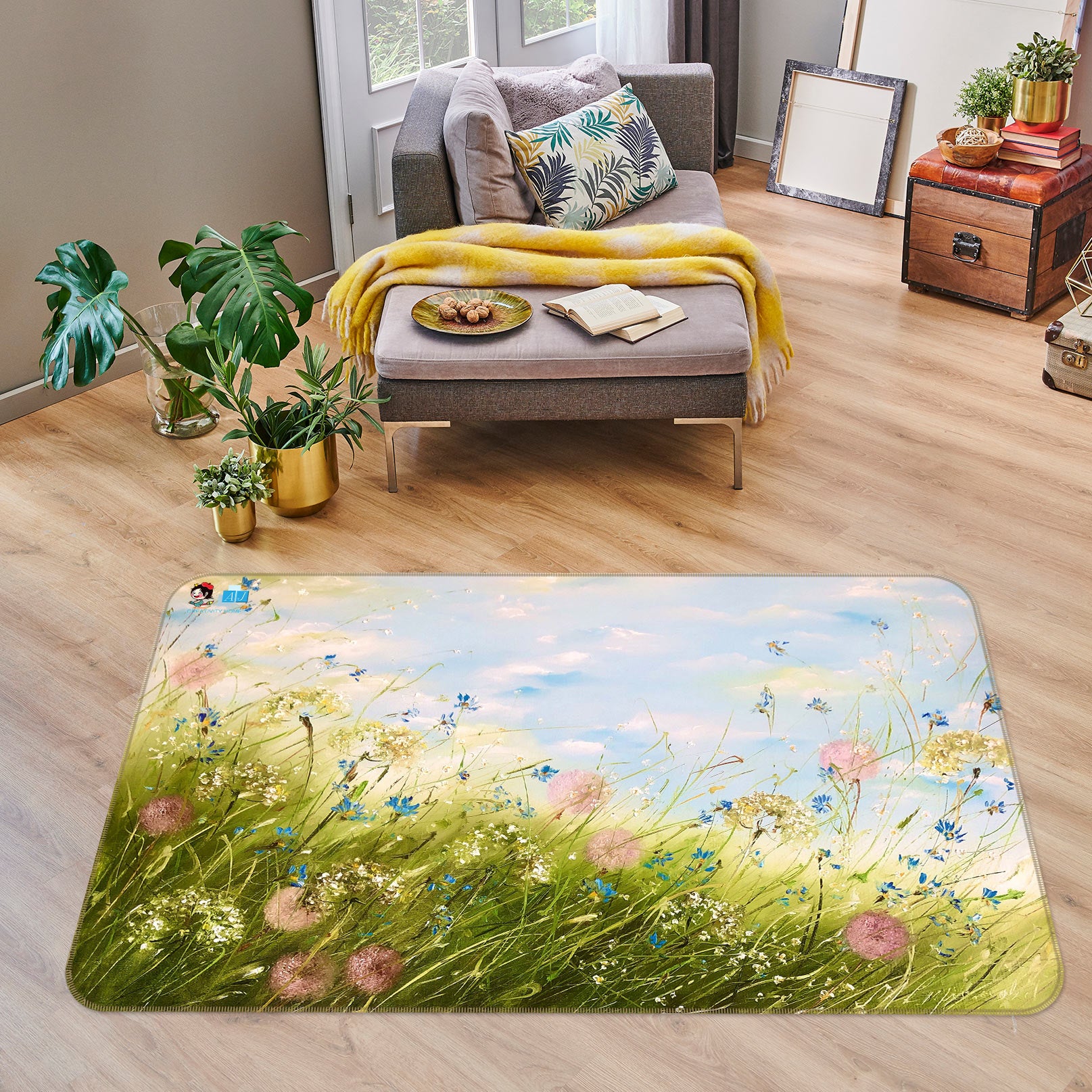 3D Grass Wildflowers 1144 Skromova Marina Rug Non Slip Rug Mat