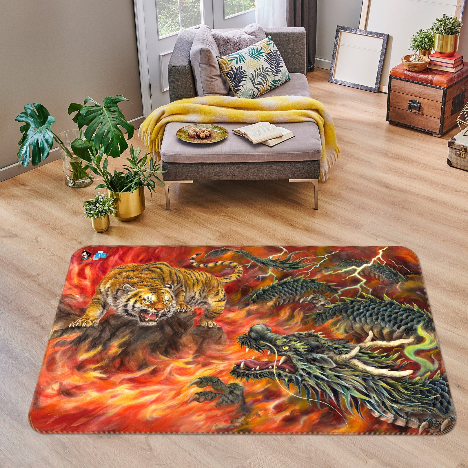 3D Tiger Dragon 5719 Kayomi Harai Rug Non Slip Rug Mat