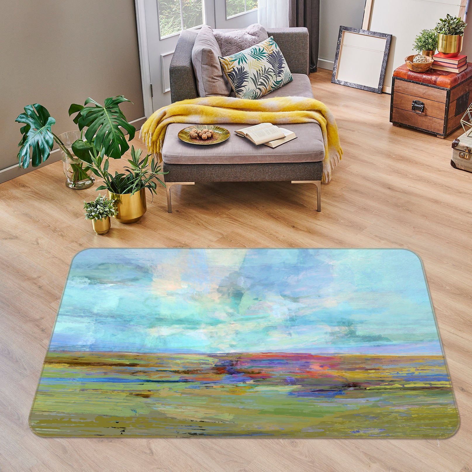 3D Sky Grass Ink Painting 84017 Michael Tienhaara Rug Non Slip Rug Mat