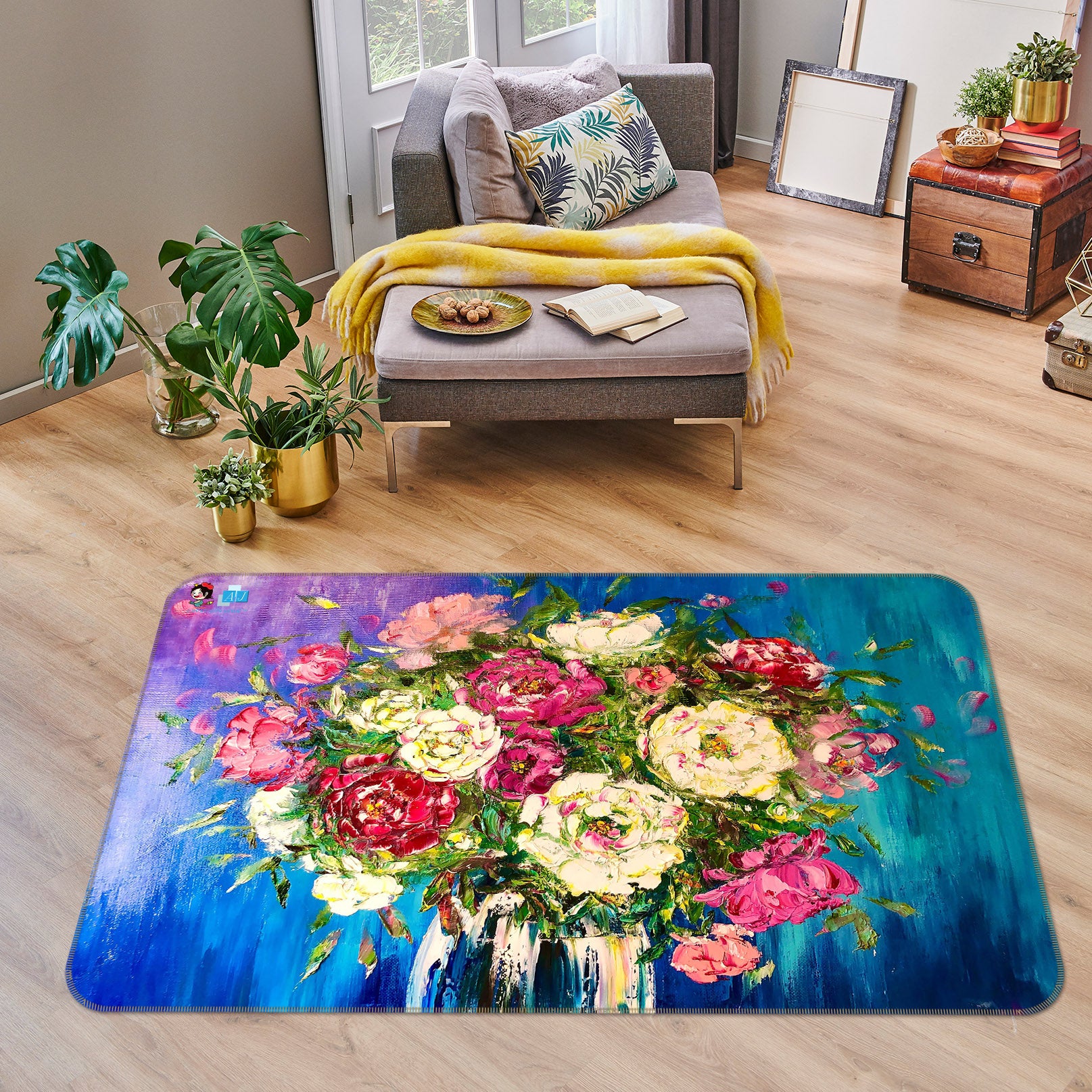 3D Colorful Flower Vase 1228 Skromova Marina Rug Non Slip Rug Mat