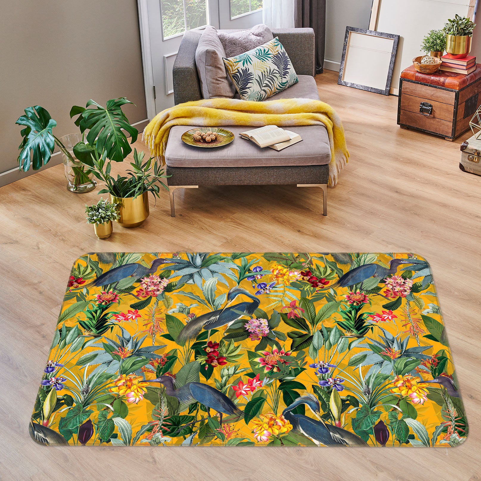 3D Yellow Flowers 170 Uta Naumann Rug Non Slip Rug Mat