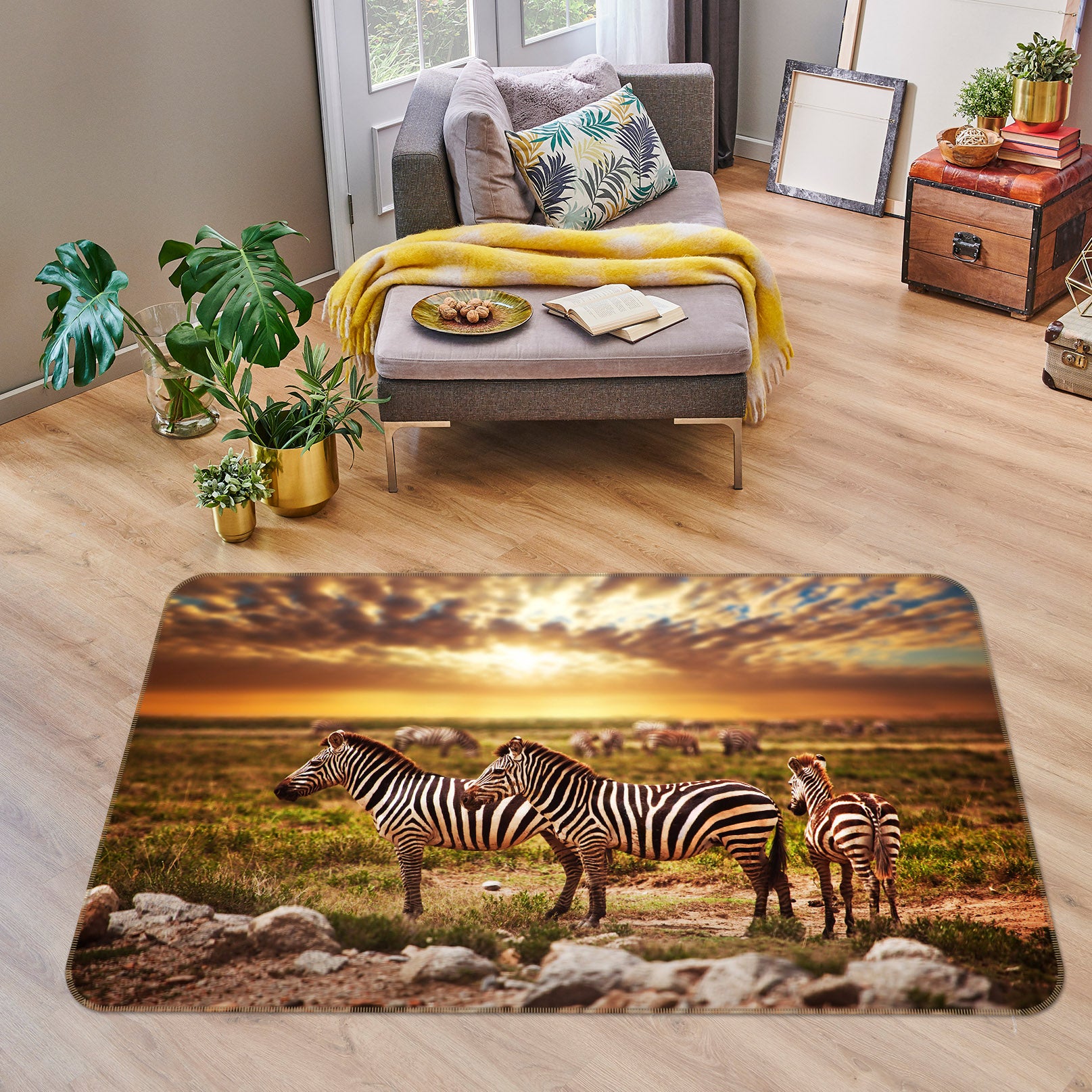 3D Prairie Zebra 005 Animal Non Slip Rug Mat