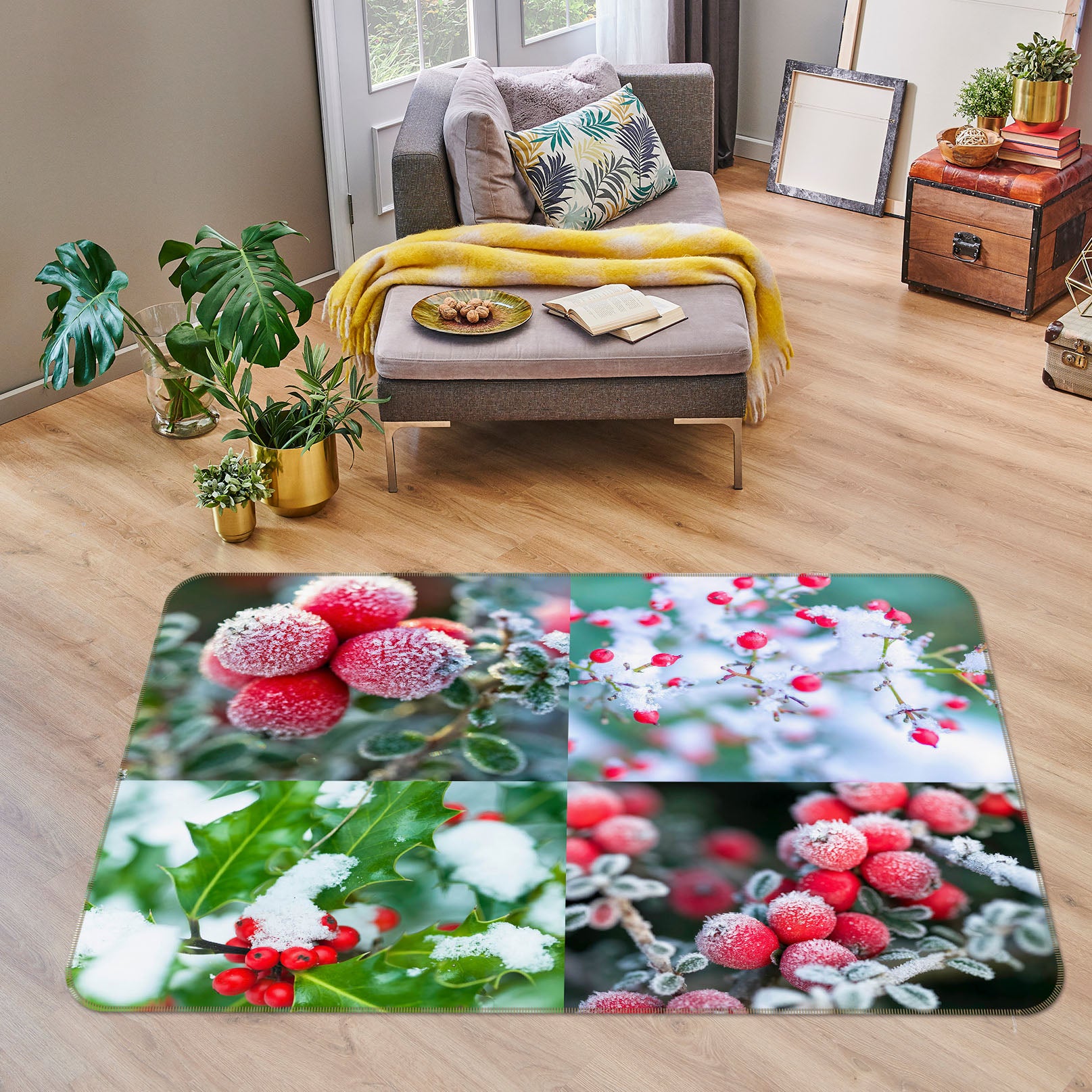 3D Snow Hawthorn 3035 Assaf Frank Rug Non Slip Rug Mat