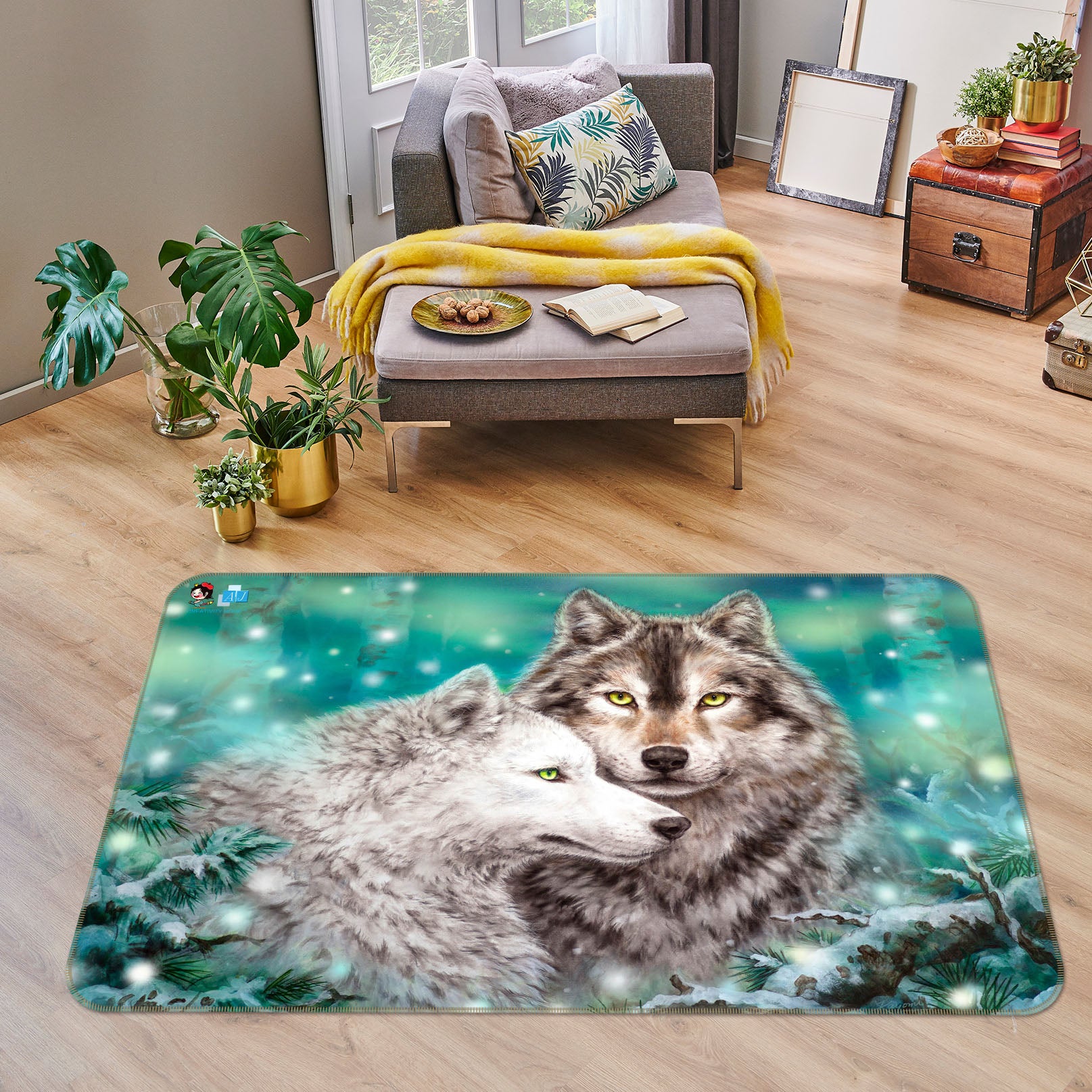 3D Animal Wolf 5657 Kayomi Harai Rug Non Slip Rug Mat