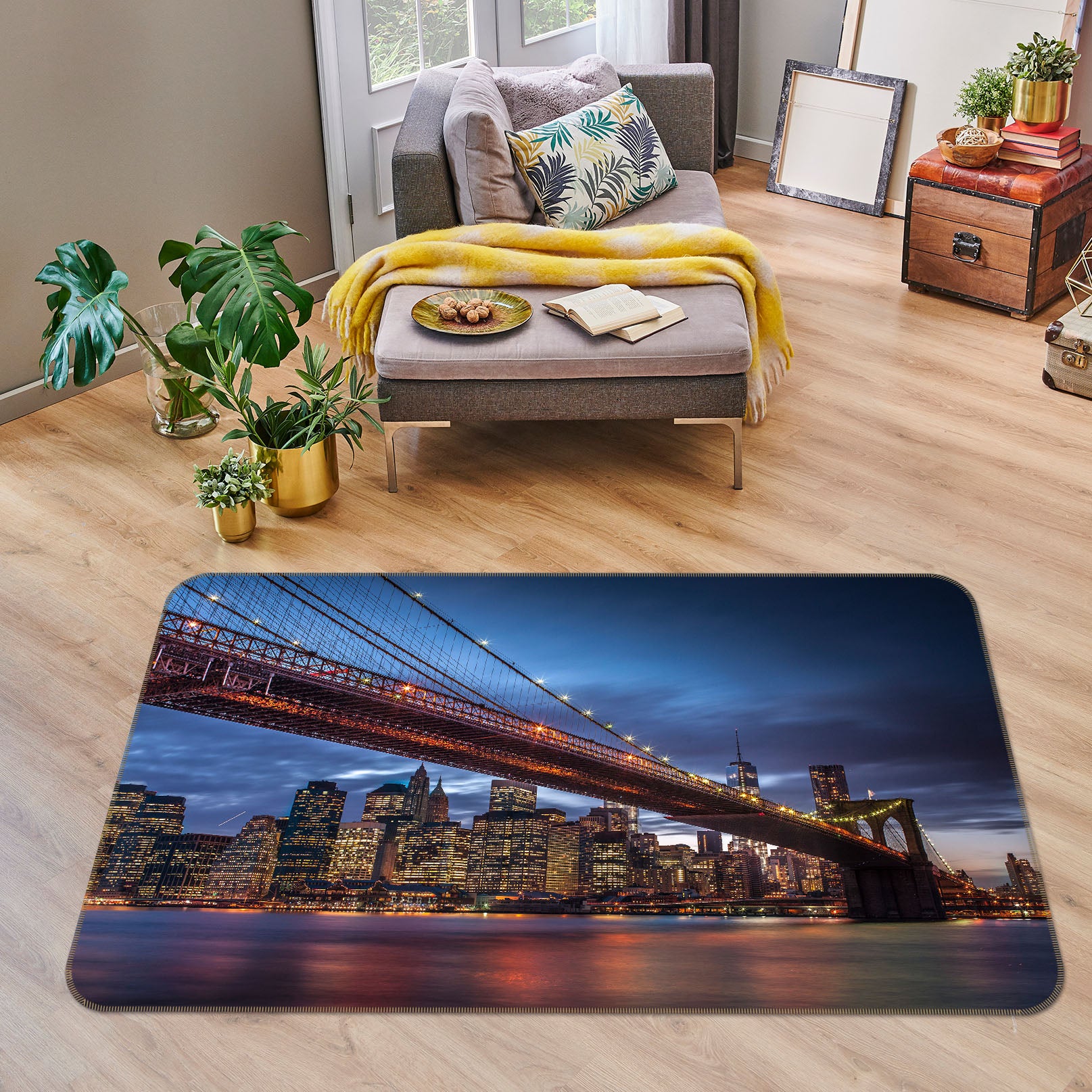 3D New York Bridge 83231 Assaf Frank Rug Non Slip Rug Mat