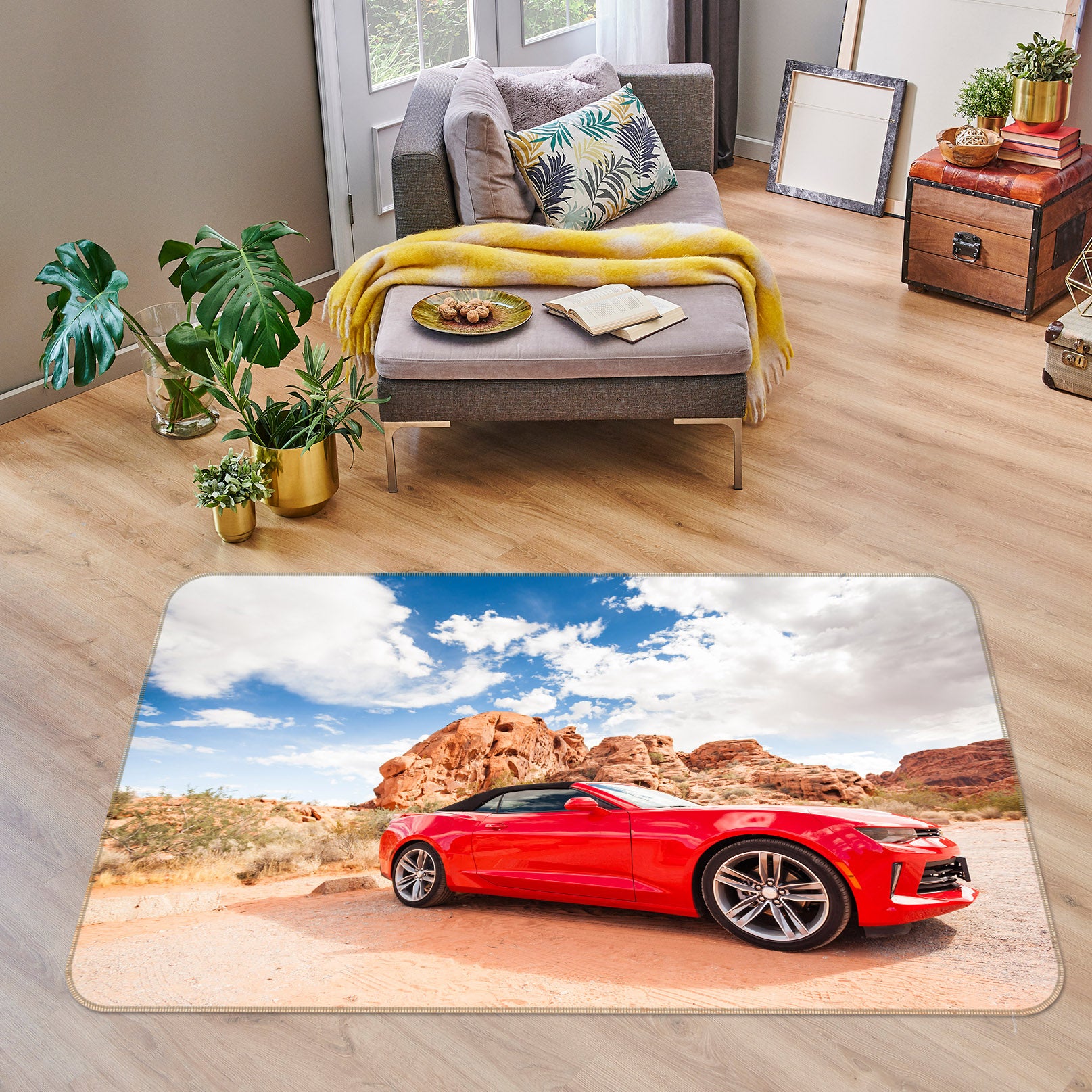 3D Stone Red Car 42098 Vehicle Non Slip Rug Mat