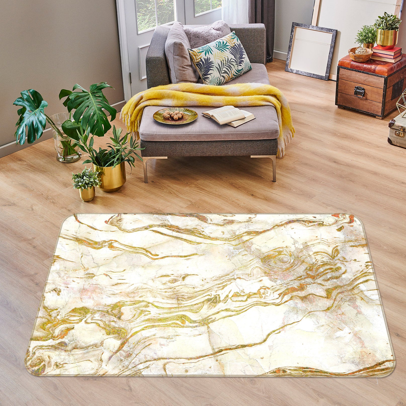 3D Golden Pattern 25243 Non Slip Rug Mat