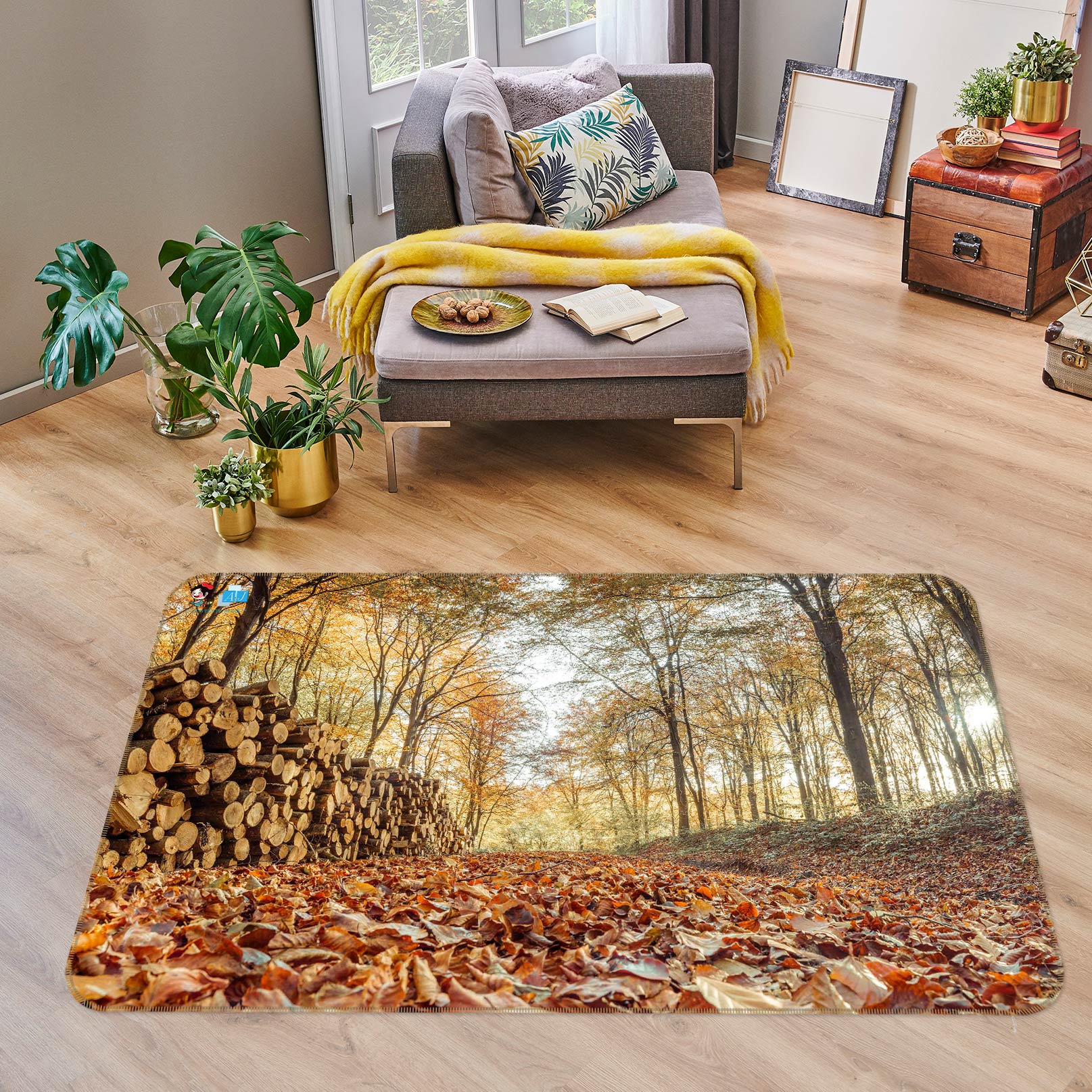 3D Forest Wood 6875 Assaf Frank Rug Non Slip Rug Mat