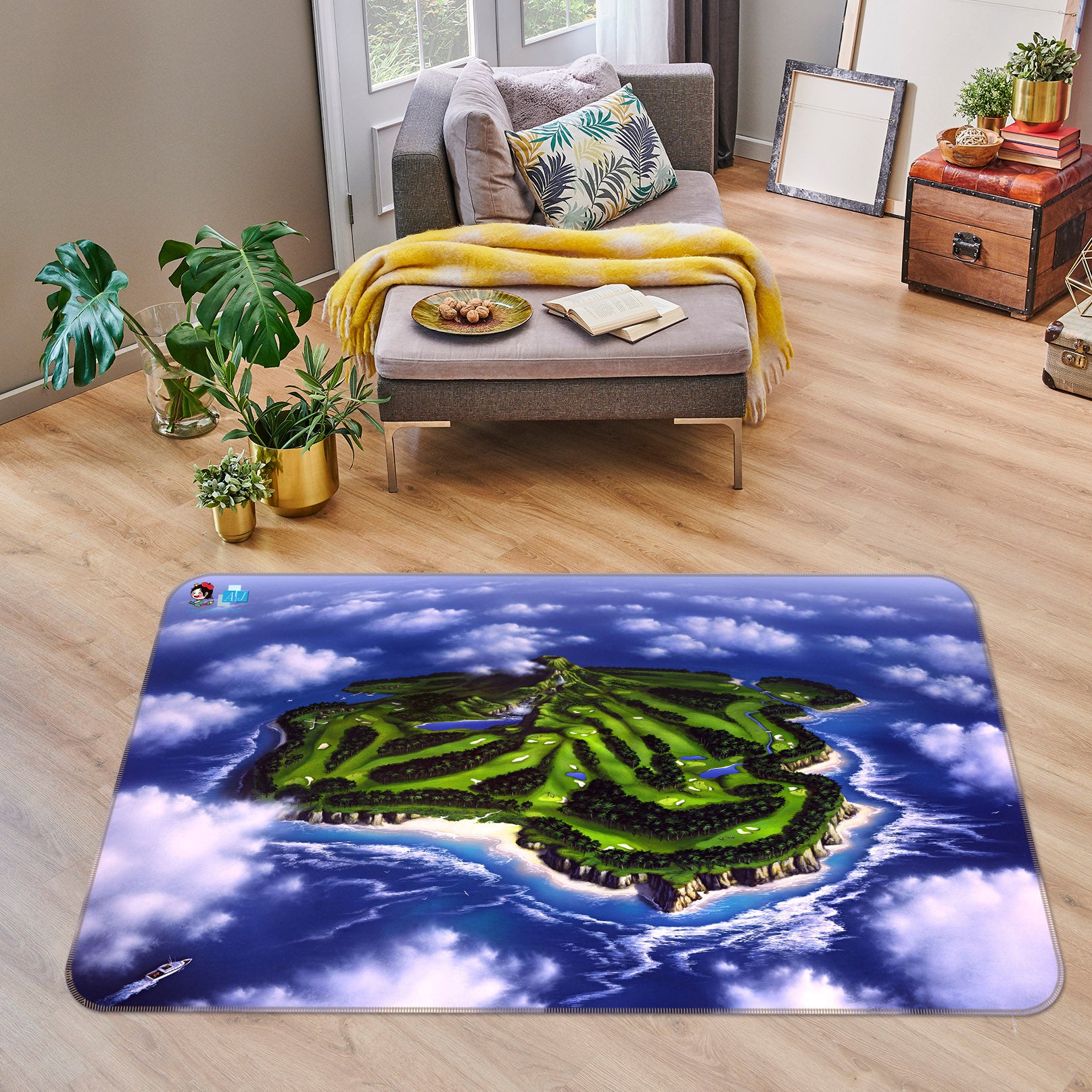 3D Paradise Isle 85058 Jerry LoFaro Rug Non Slip Rug Mat