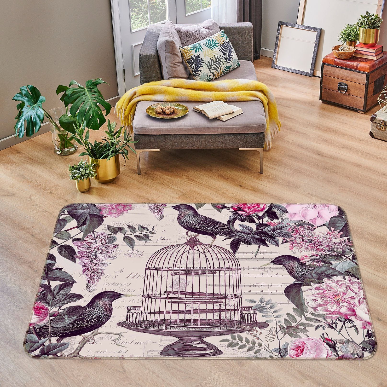 3D Bird Cage 1005 Andrea haase Rug Non Slip Rug Mat Mat AJ Creativity Home 