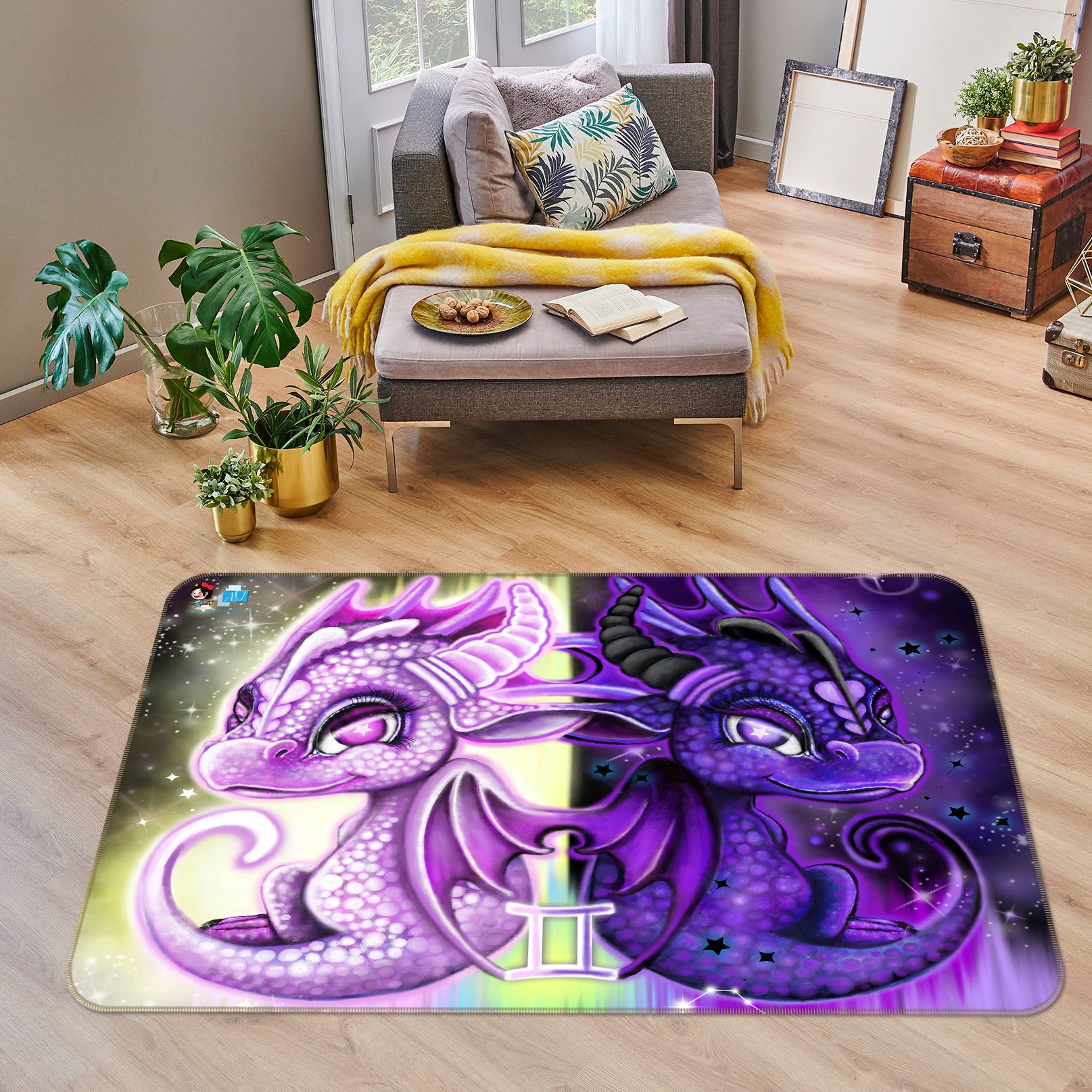 3D Pink Purple Dragon 8509 Sheena Pike Rug Non Slip Rug Mat