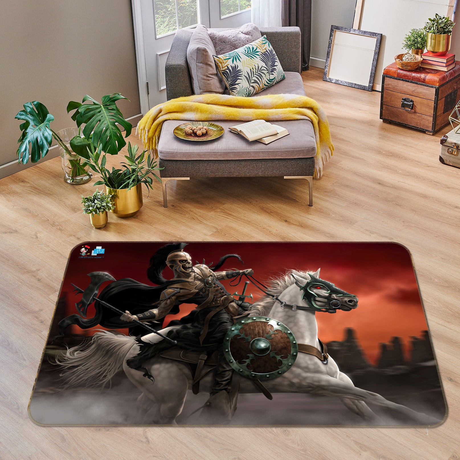 3D Knight Horse 4109 Tom Wood Rug Non Slip Rug Mat