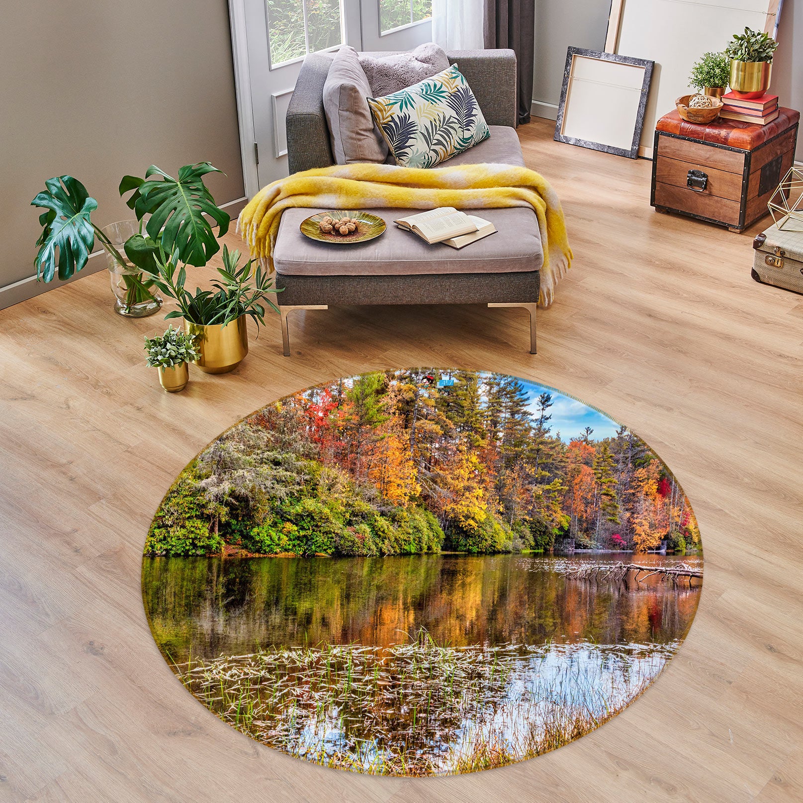 3D River Forest 5054 Beth Sheridan Rug Round Non Slip Rug Mat