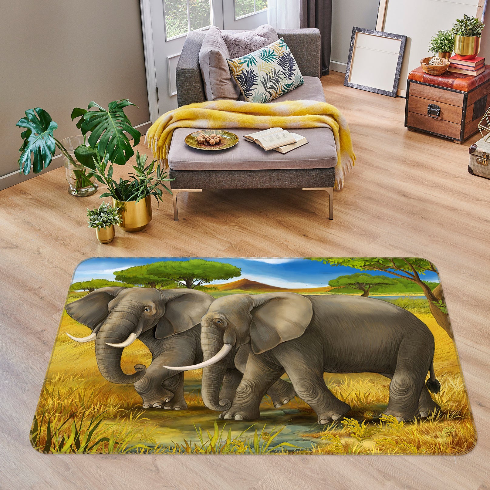 3D Elephant 77218 Non Slip Rug Mat