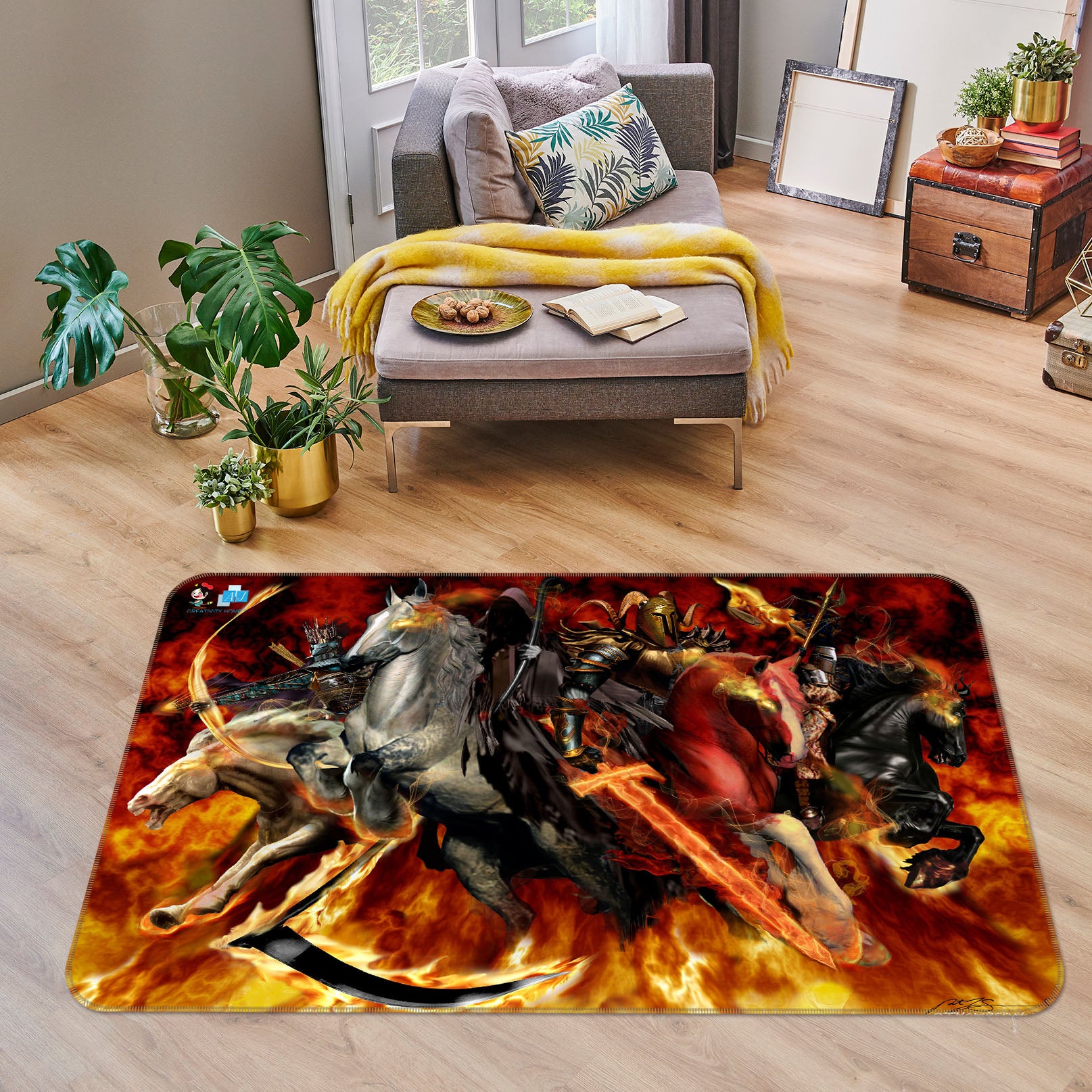 3D Knight Horse 8209 Ruth Thompson Rug Non Slip Rug Mat