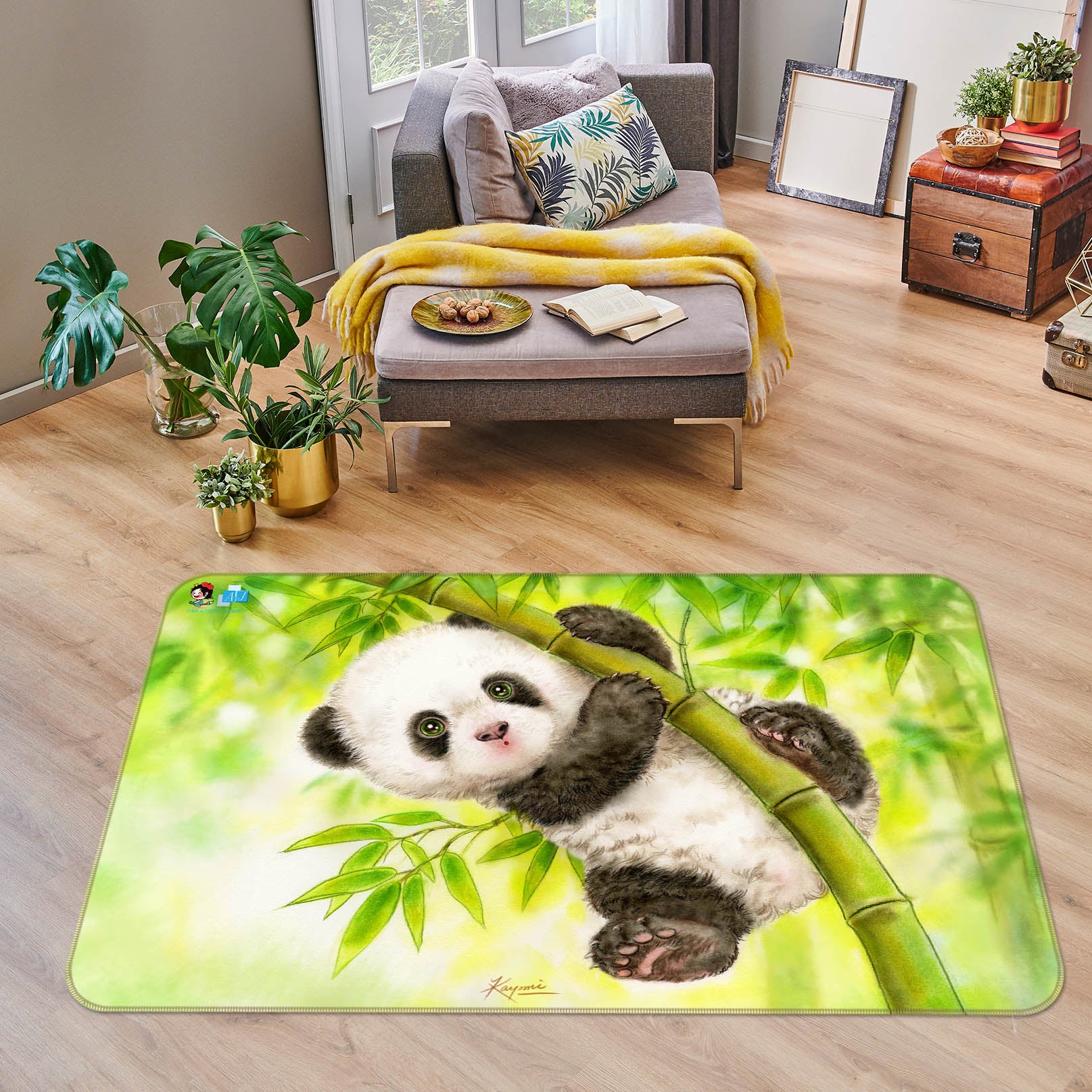 3D Cartoon Cute Panda 5602 Kayomi Harai Rug Non Slip Rug Mat