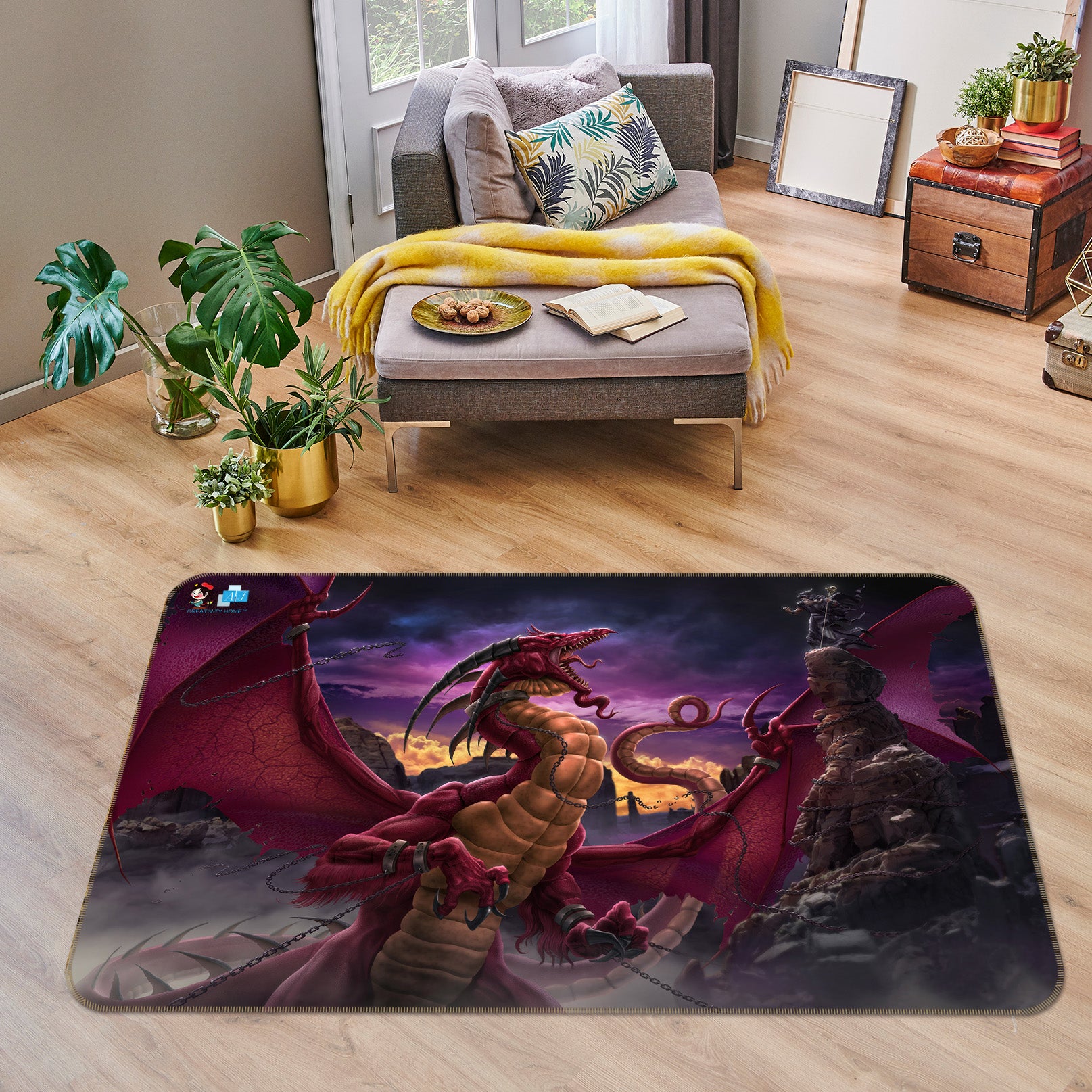 3D Winged Dragon 4102 Tom Wood Rug Non Slip Rug Mat