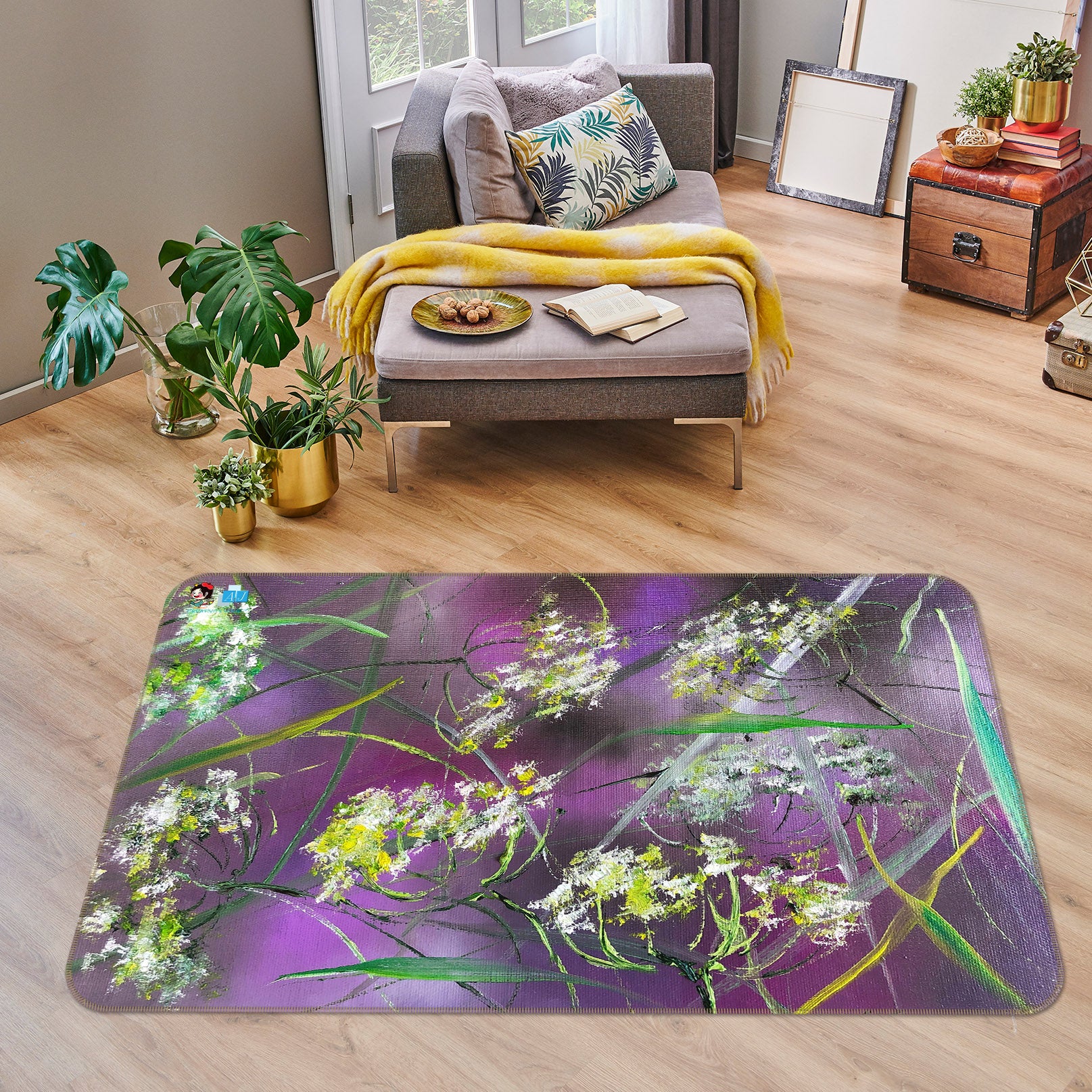 3D Painted Wildflowers 1208 Skromova Marina Rug Non Slip Rug Mat