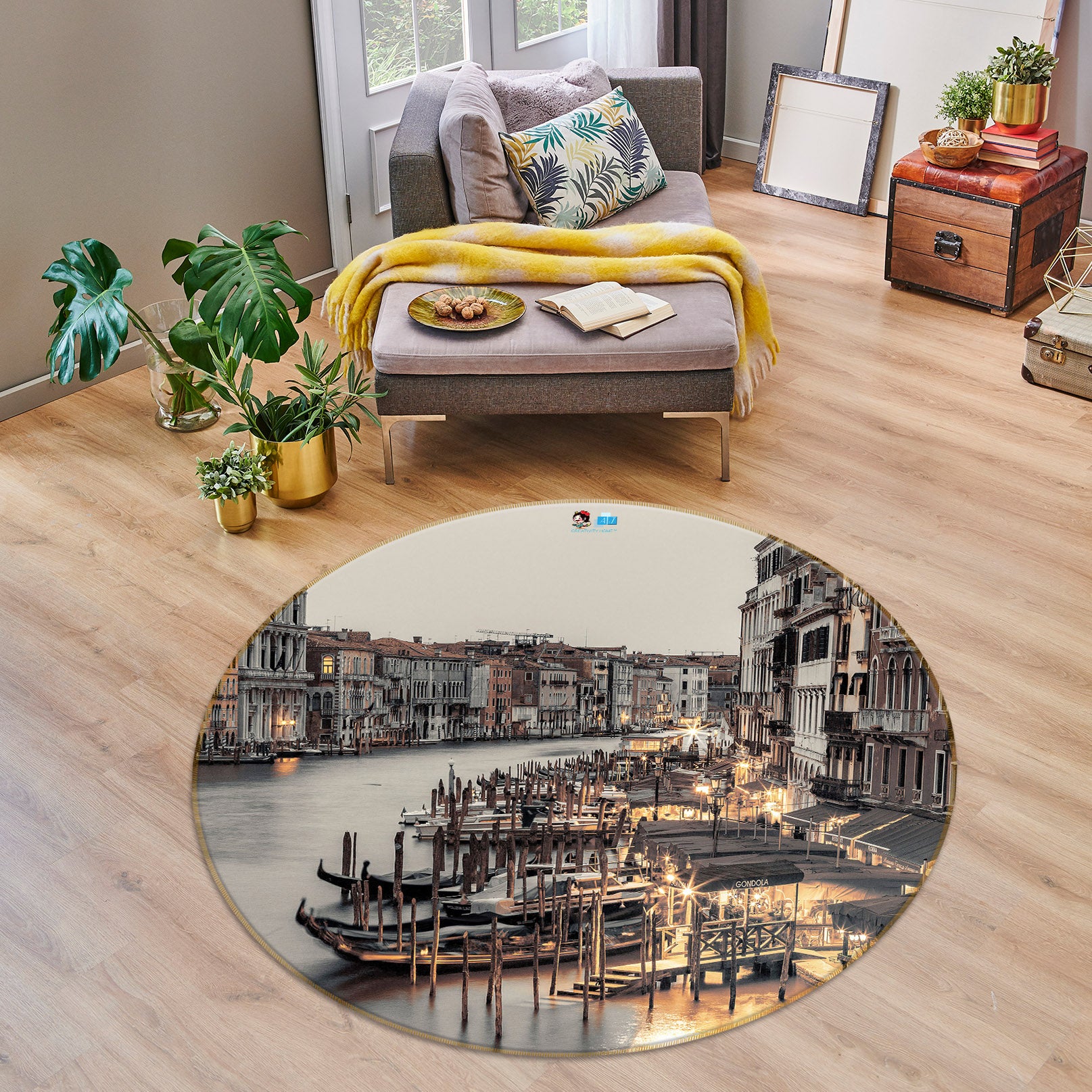 3D Venice City 7314 Assaf Frank Rug Round Non Slip Rug Mat