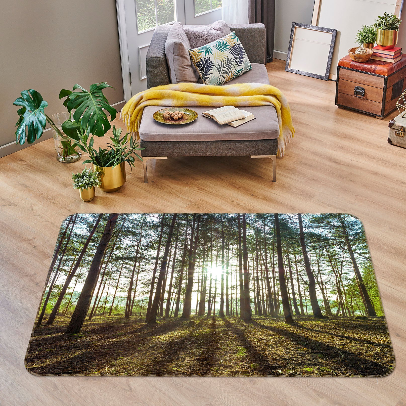 3D Sunlight Forest 83247 Assaf Frank Rug Non Slip Rug Mat