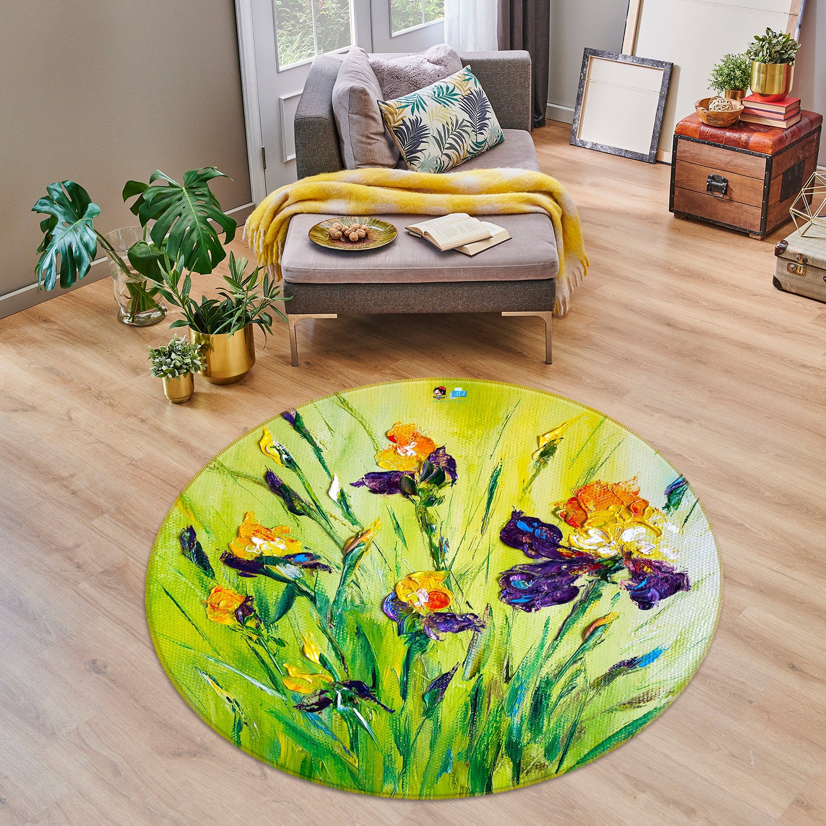 3D Flower Bud 752 Skromova Marina Rug Round Non Slip Rug Mat