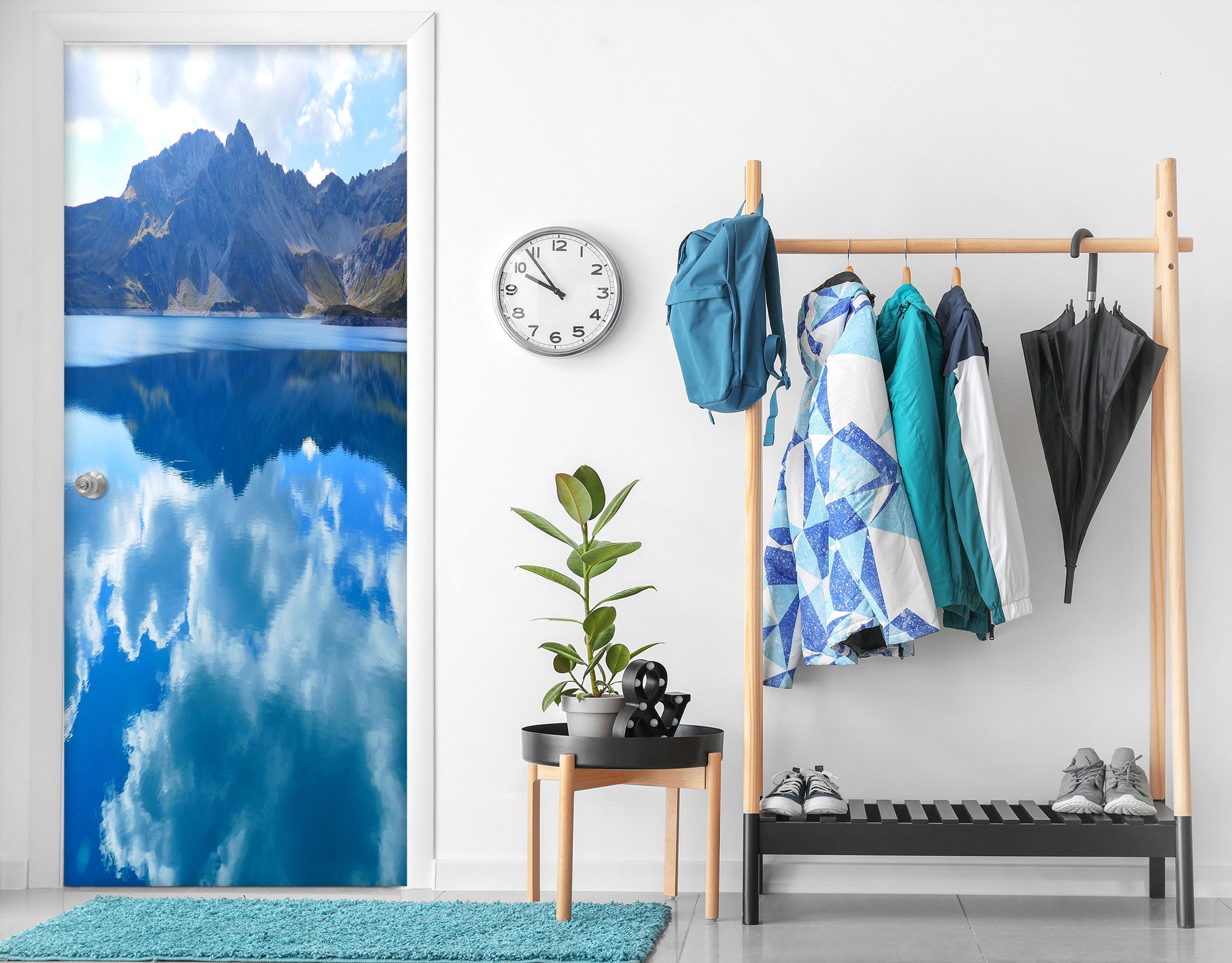 3D Mountain Sky Reflection 23100 Door Mural