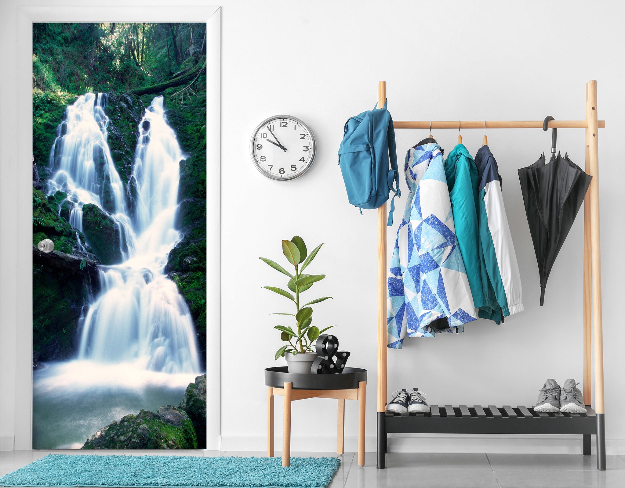 3D Mountain Waterfall 23052 Door Mural