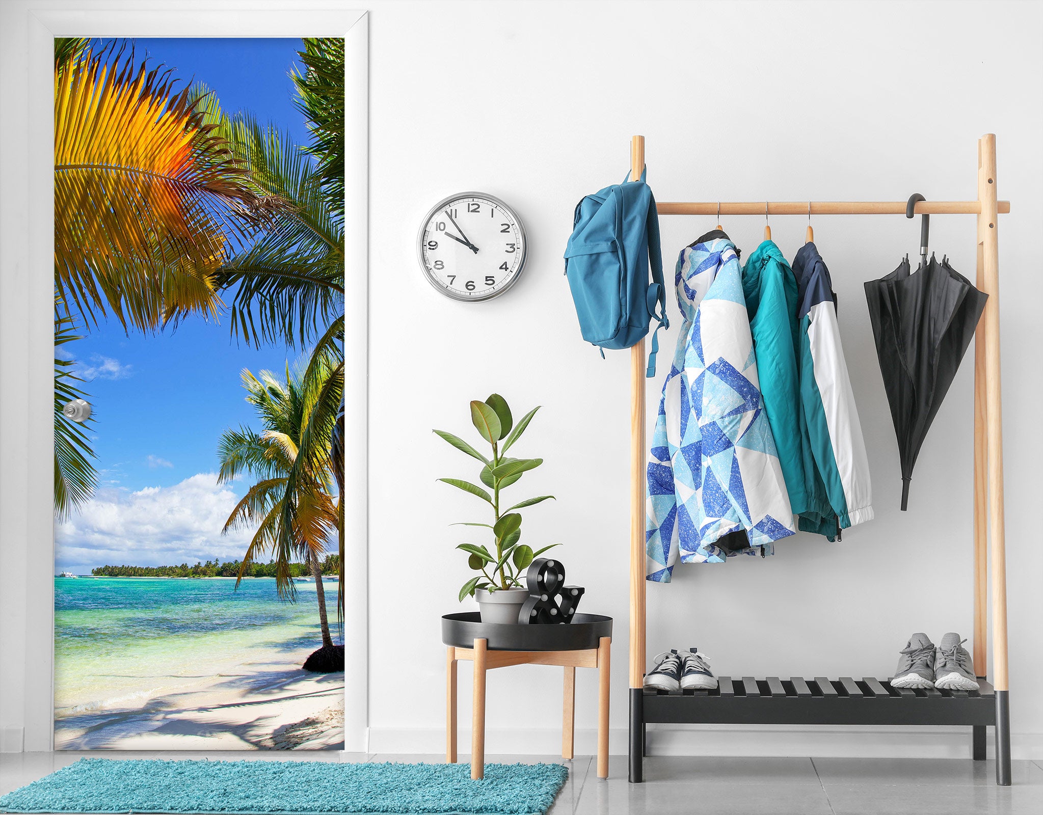 3D Seaside Coconut Tree 24011 Door Mural