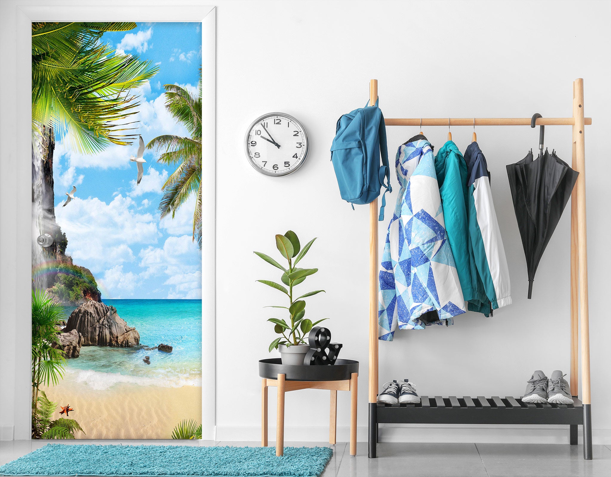 3D Coconut Tree 23236 Door Mural