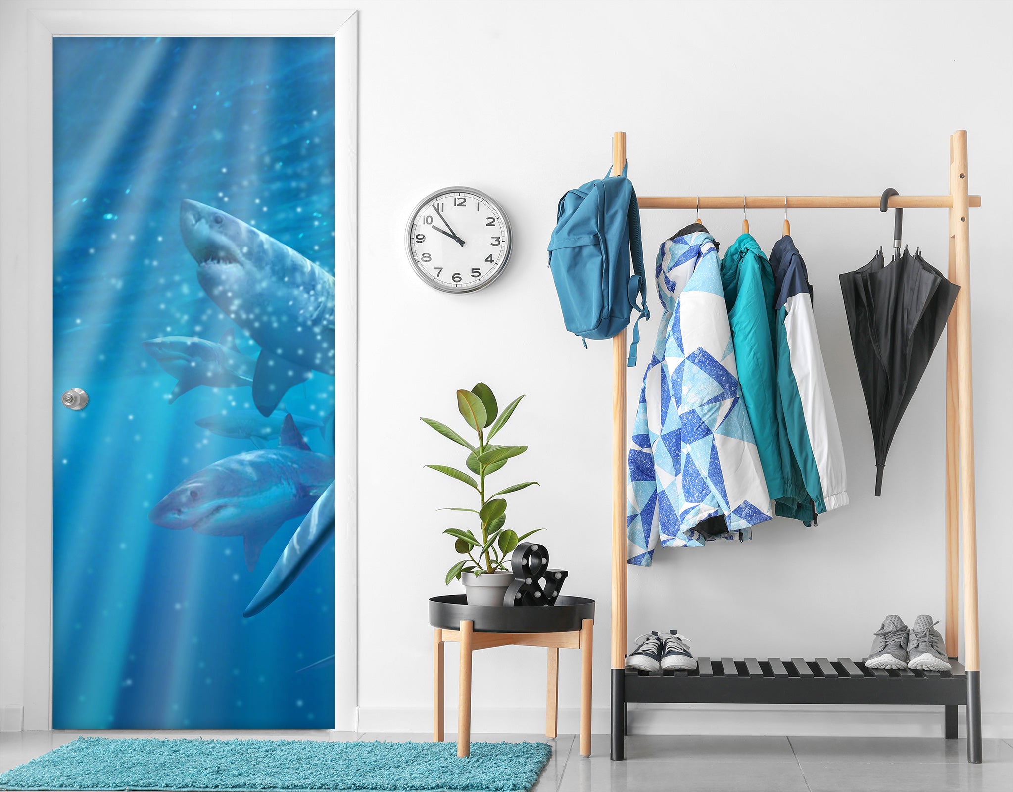 3D Ocean Shark 112138 Jerry LoFaro Door Mural