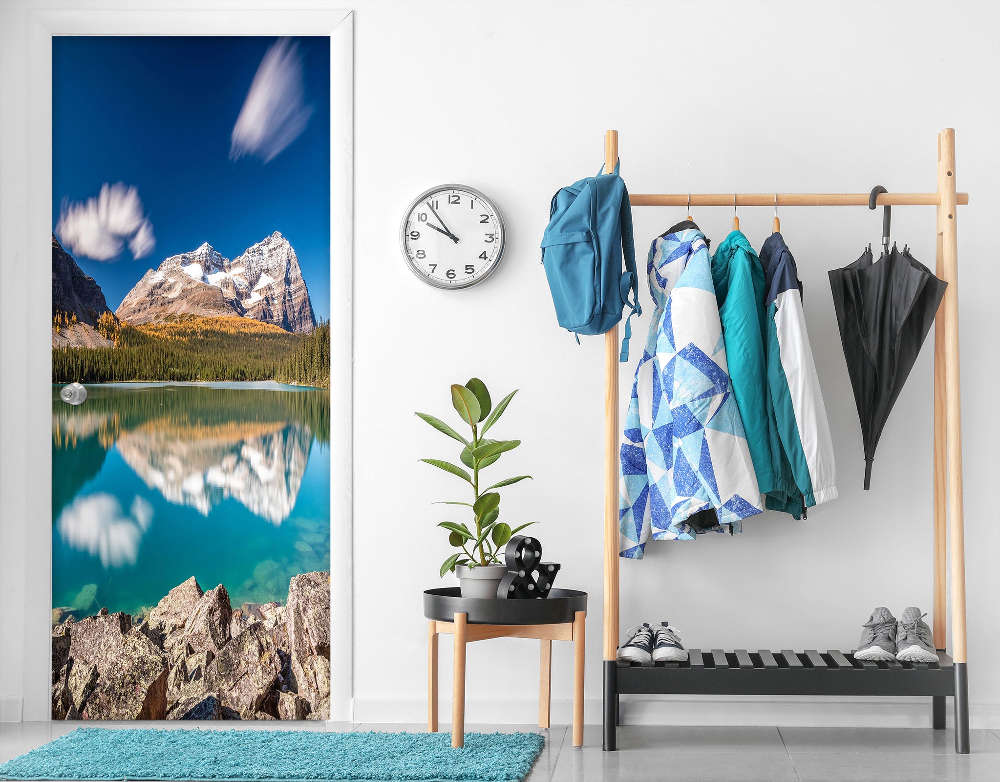 3D Mountain Reflection 170 Door Mural