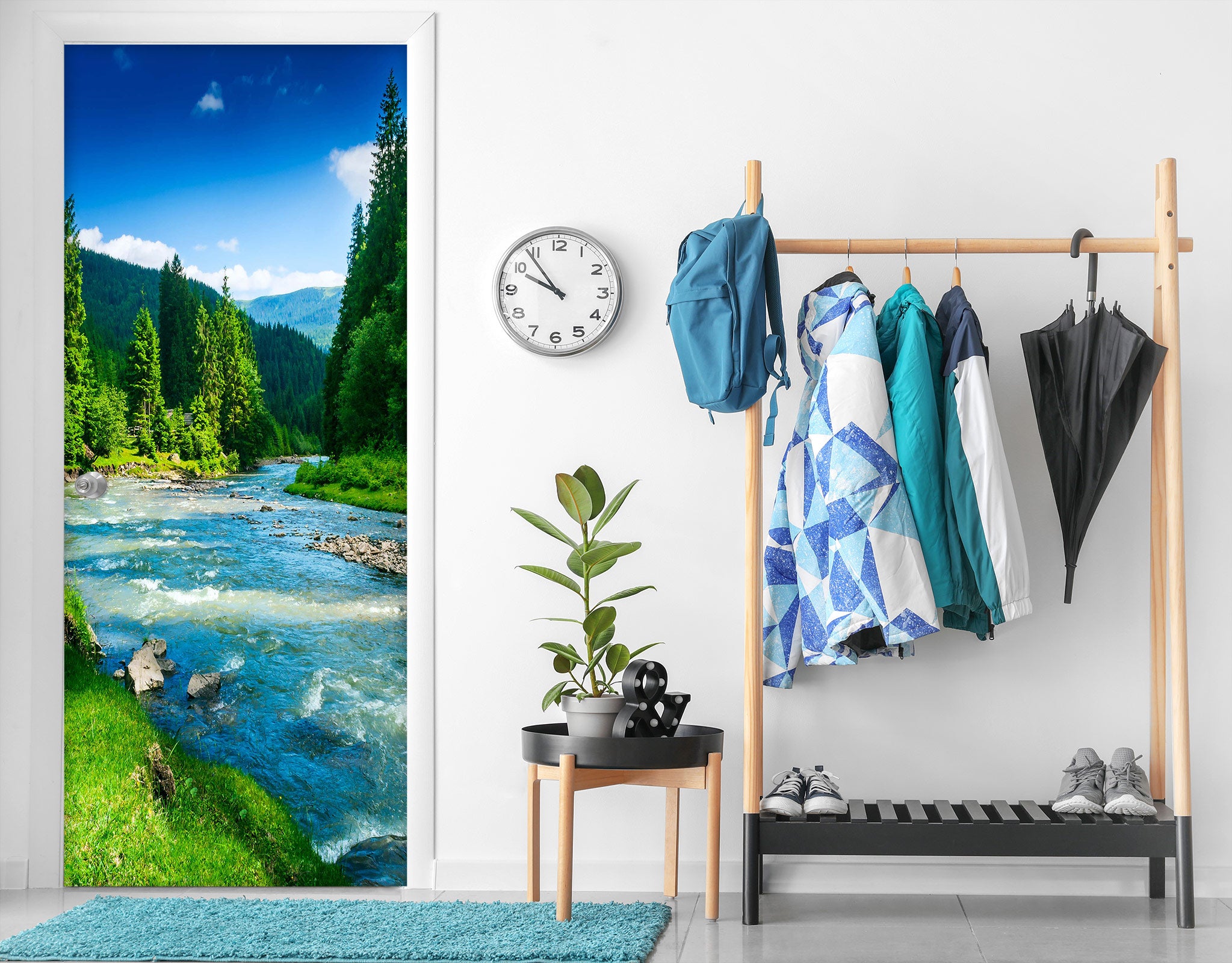 3D Green Mountains Green Waters 24057 Door Mural