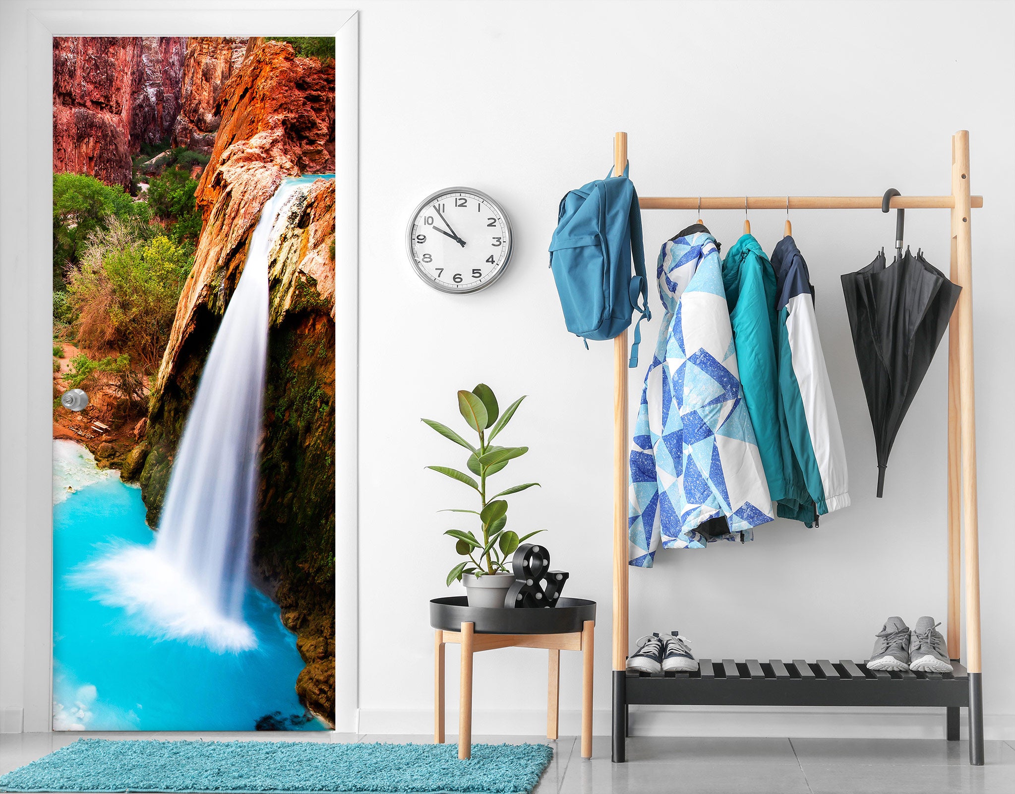 3D White Waterfall 105 Door Mural