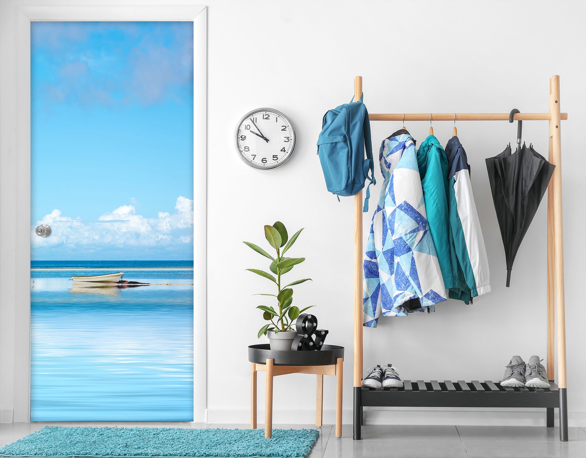 3D Blue Sky Sea Boat 11503 Marco Carmassi Door Mural