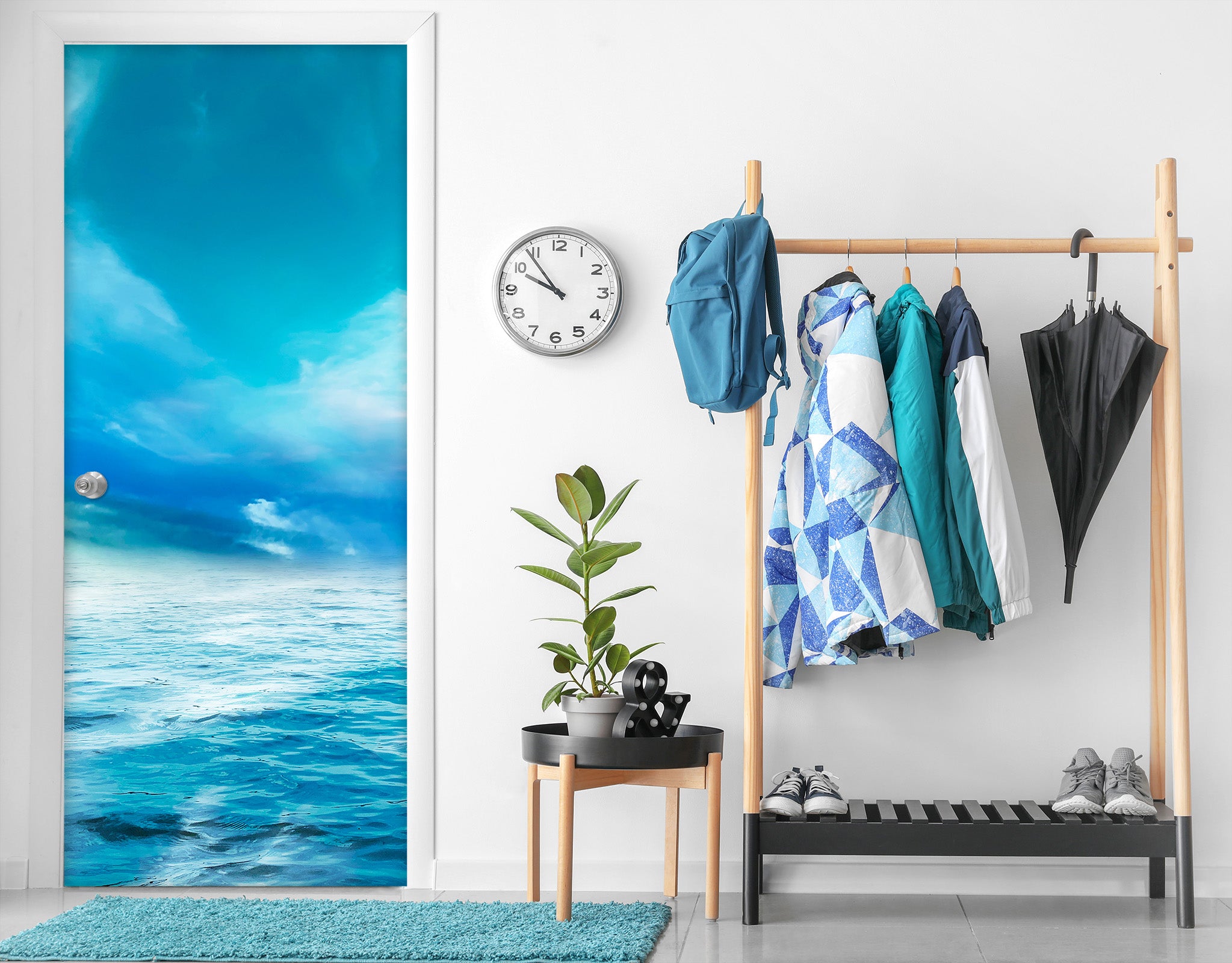 3D Blue Sea Sky 25137 Door Mural