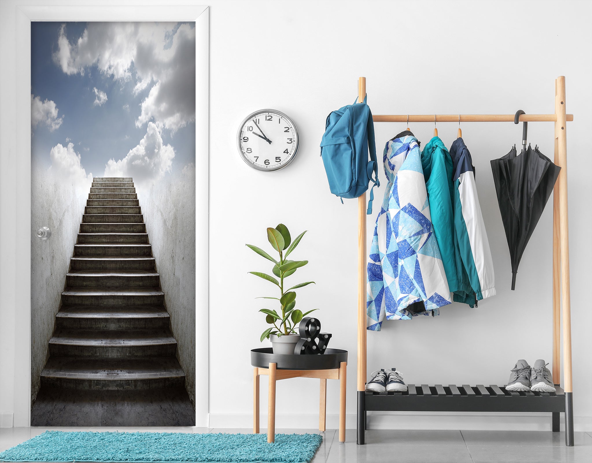 3D Stairs Sky 22044 Door Mural