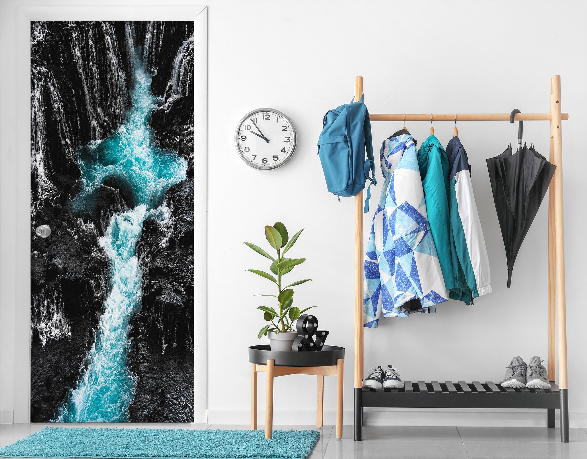 3D Mountain Running Water 21155 Door Mural