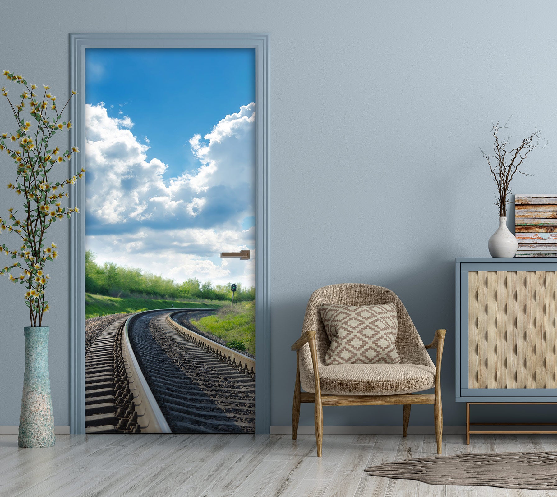 3D Railway Forest 200 Door Mural