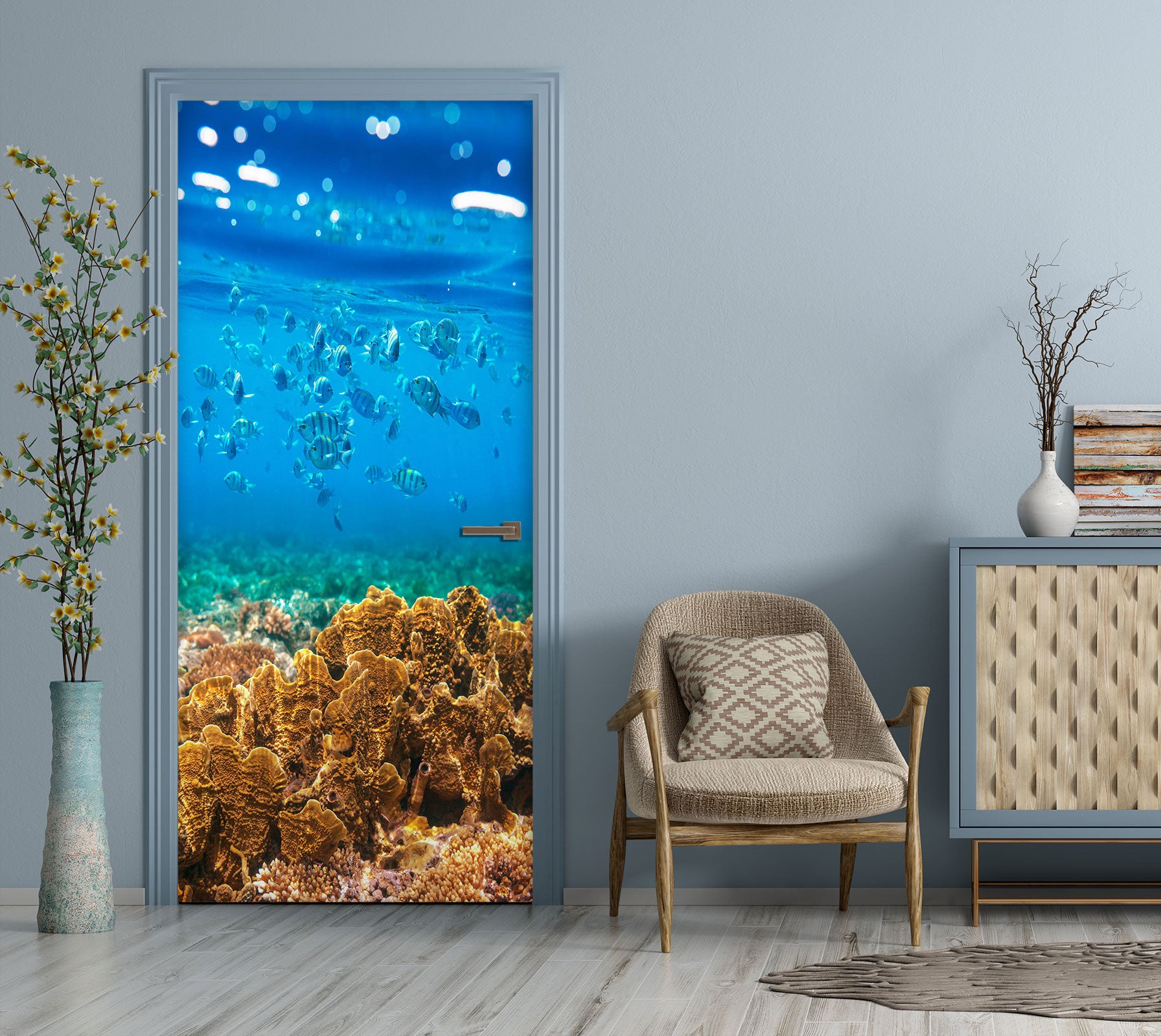 3D Coral Fish 23183 Door Mural