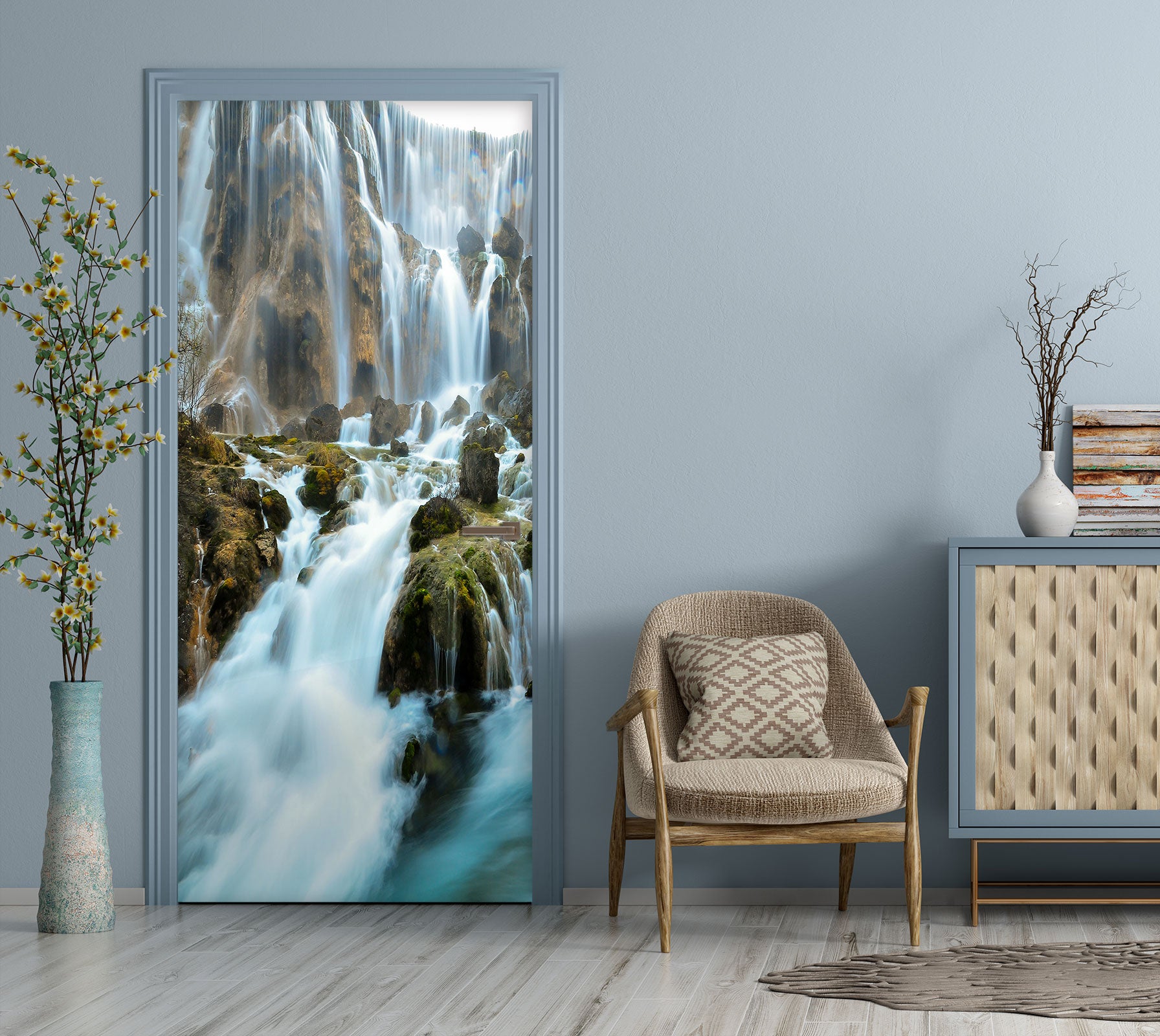 3D Mountain Running Water 23108 Door Mural