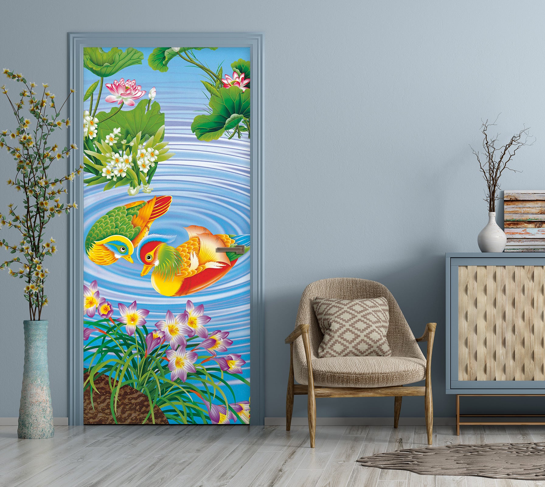 3D Mandarin Duck 24070 Door Mural