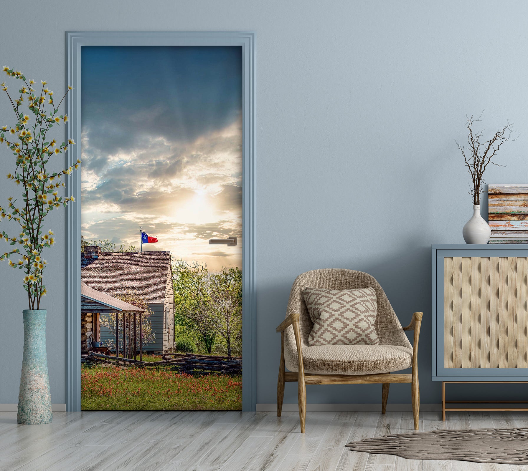 3D Sky Lawn House 10846 Beth Sheridan Door Mural