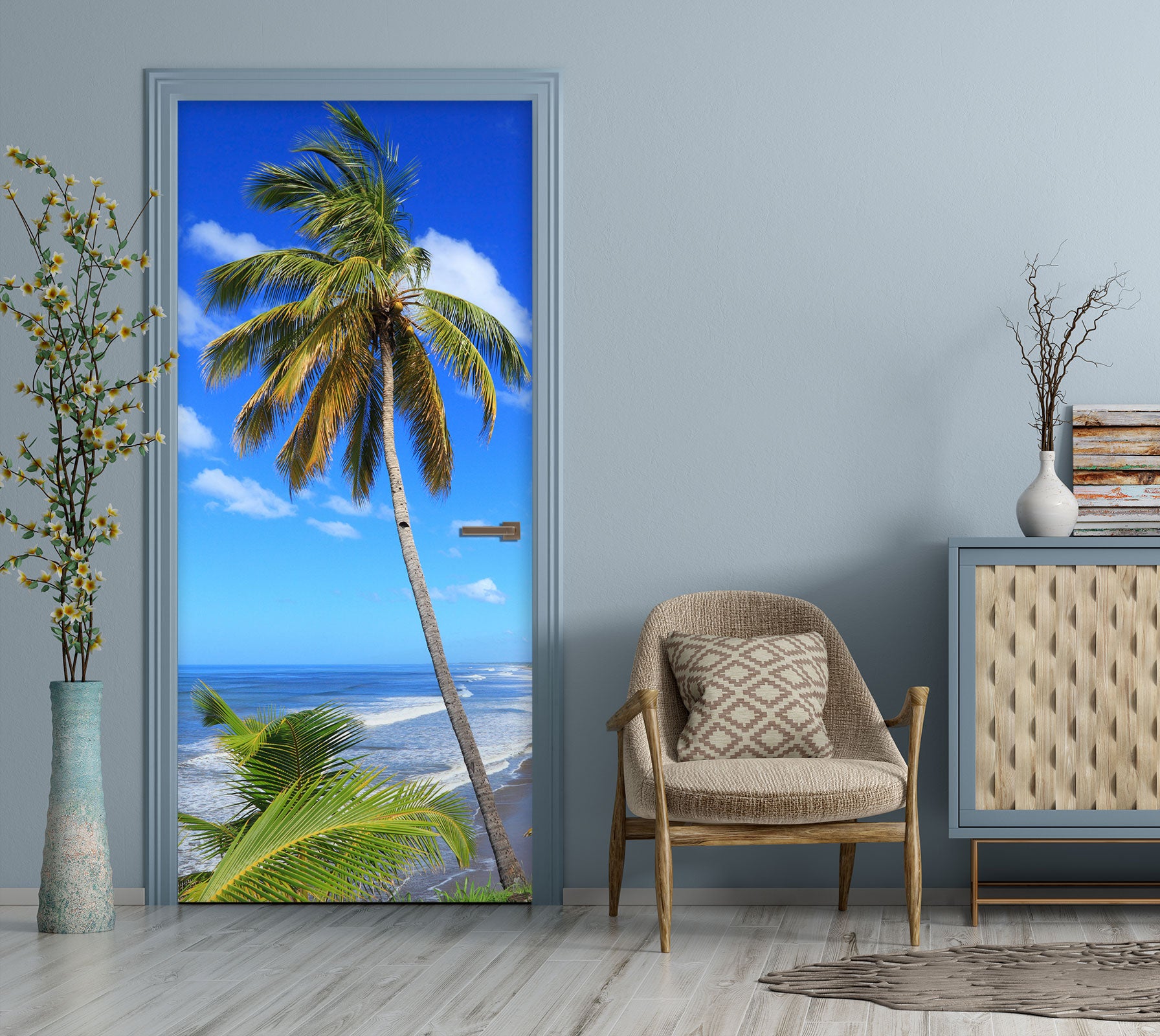 3D Seaside Tree 224 Door Mural