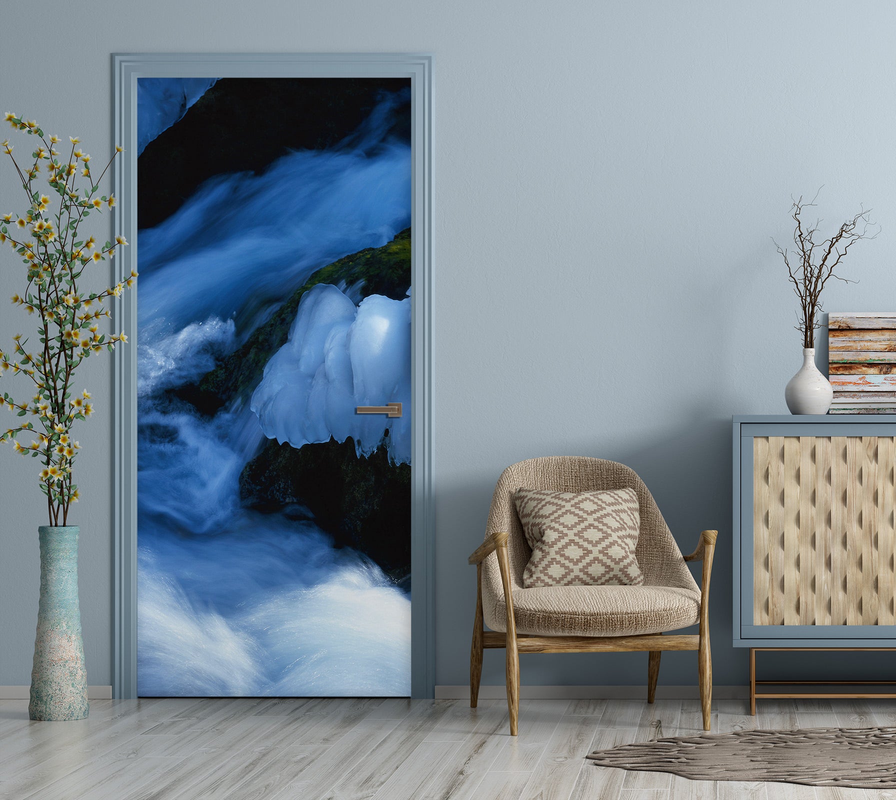 3D White Ice 244 Door Mural