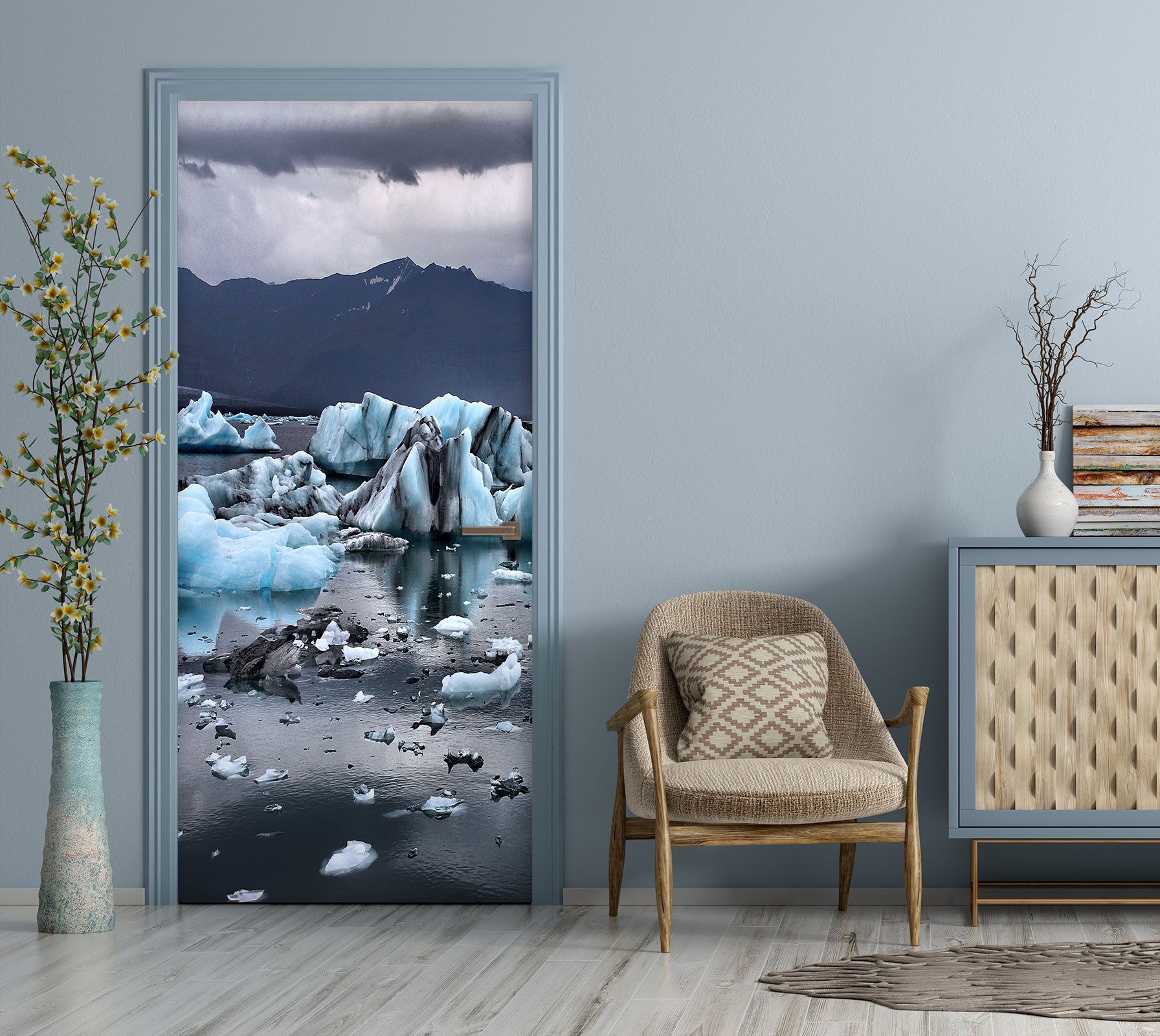 3D Ice Cube 152 Door Mural