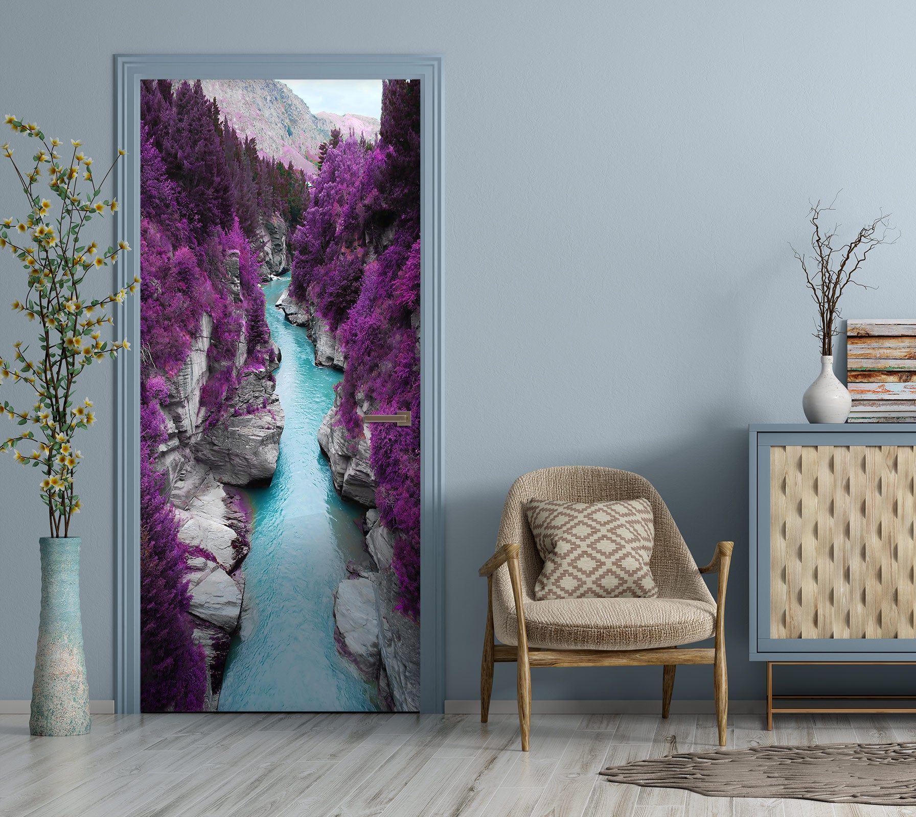 3D Purple Mountain 24085 Door Mural