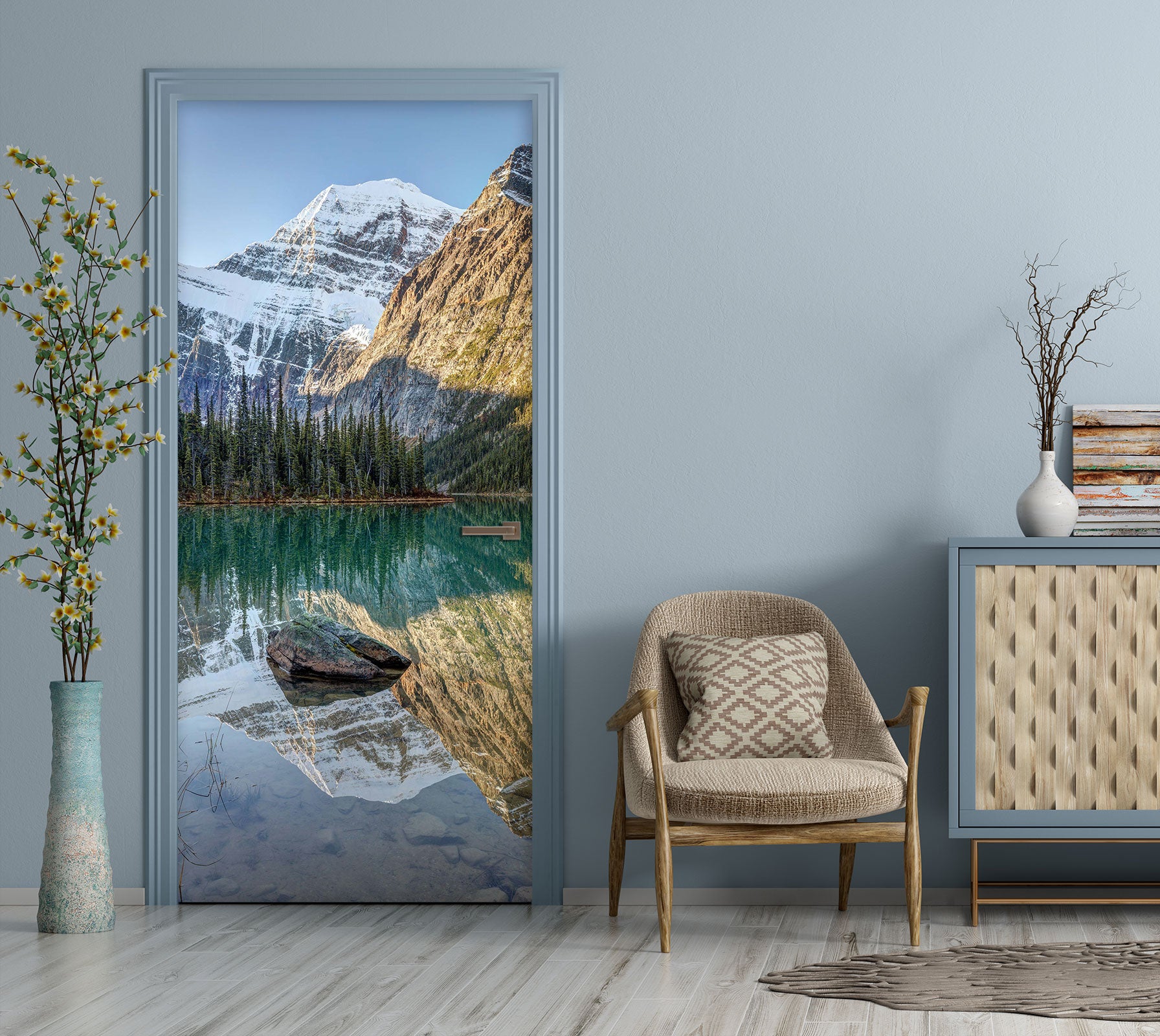 3D Snow Mountain Lake 161 Door Mural