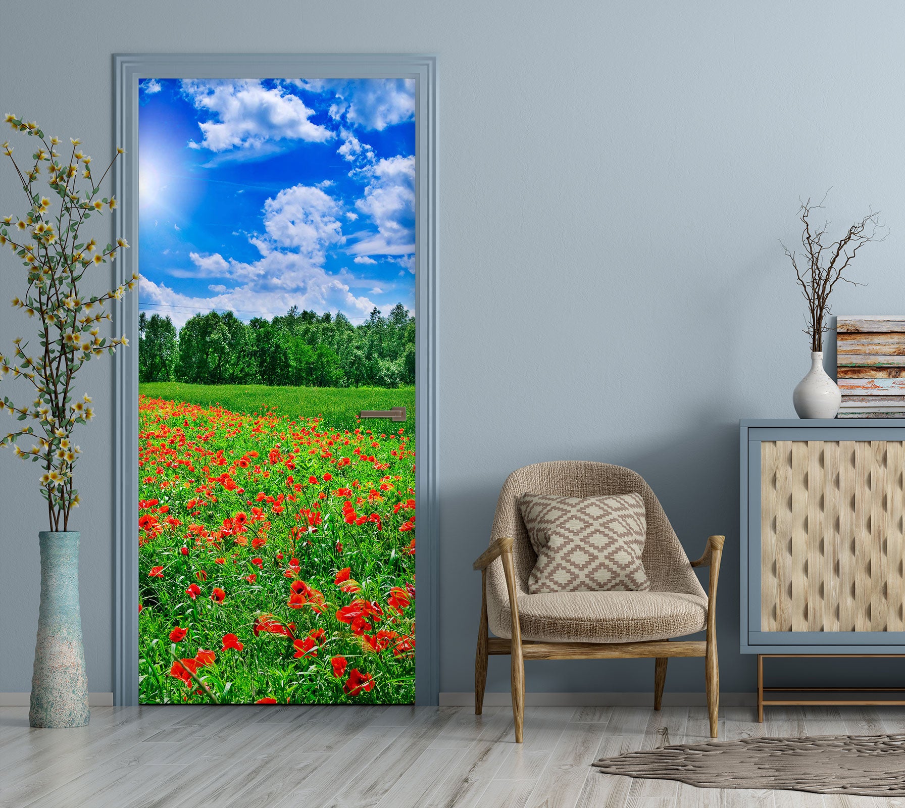 3D Flower Field Forest 231 Door Mural